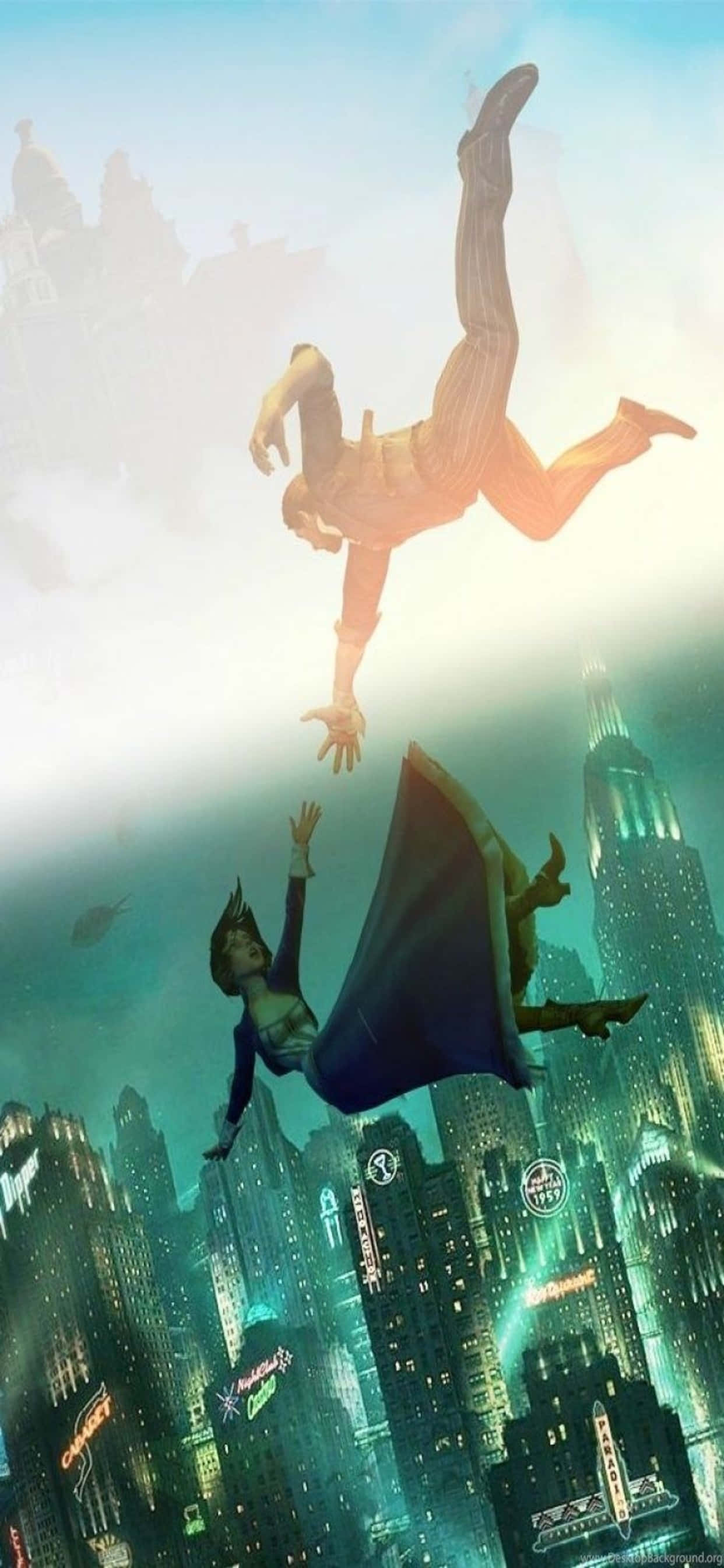 Faldende iPhone XS Max Bioshock Infinite baggrund Wallpapers