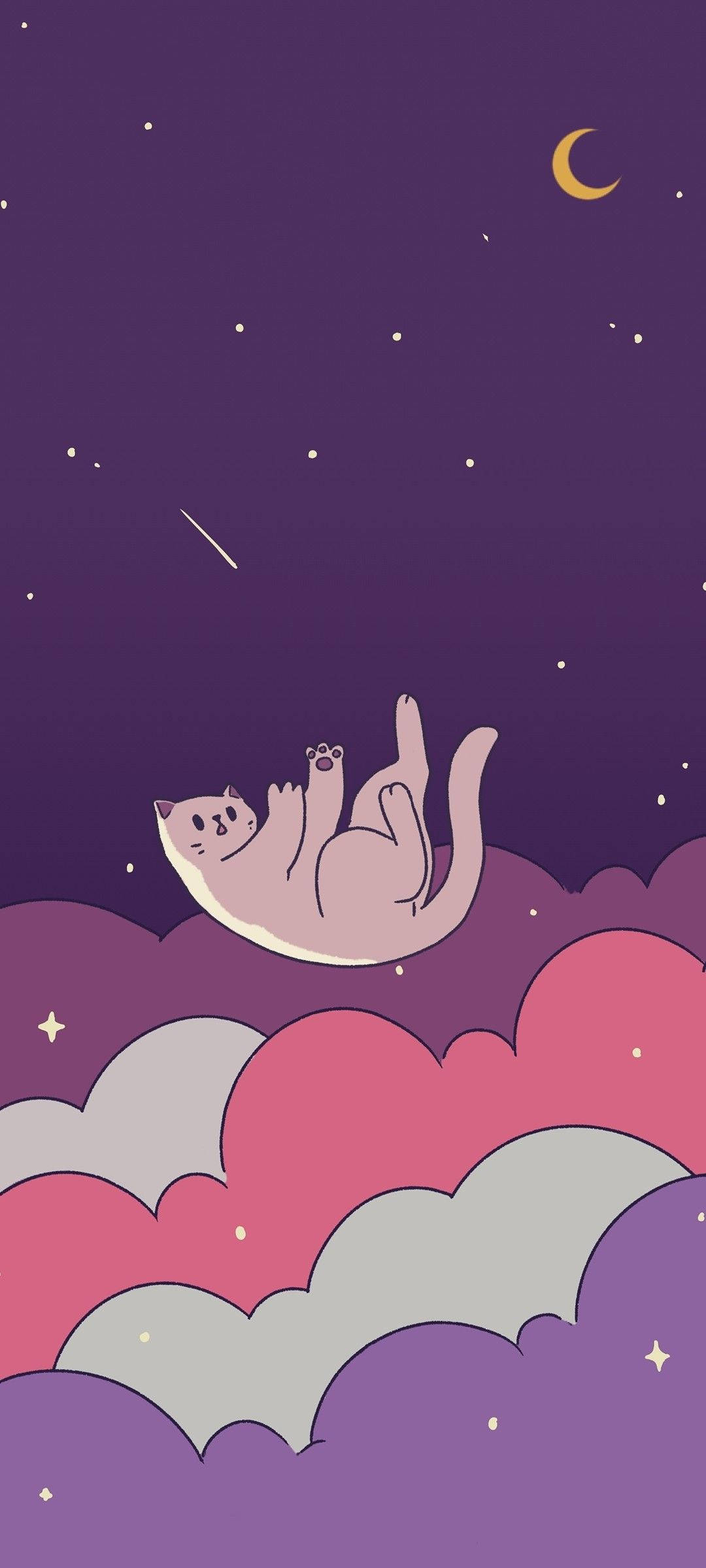 Faldende kat blød æstetisk kunst Wallpapers