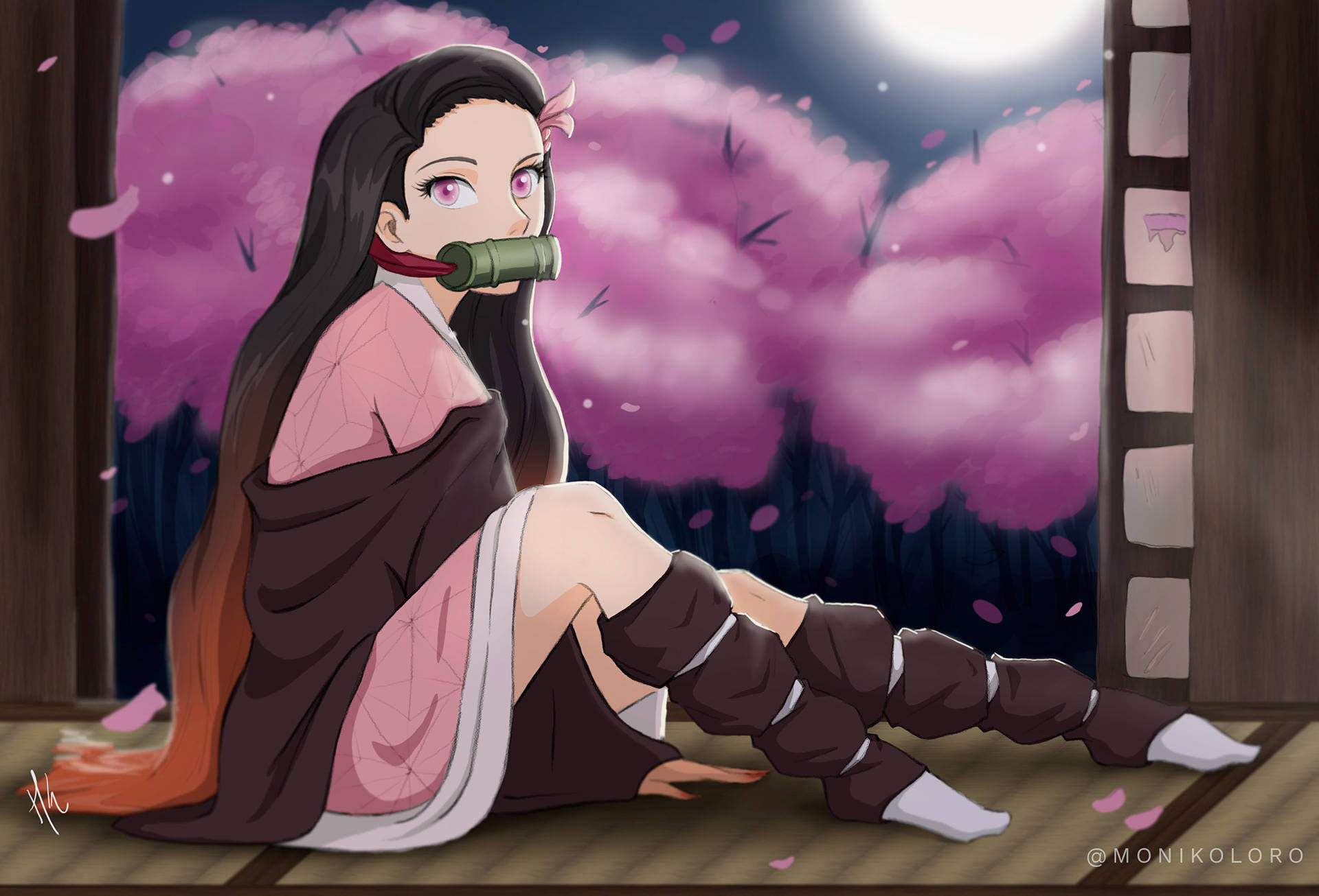 Fan Art Illustration af Demon Slayer Nezuko Wallpapers