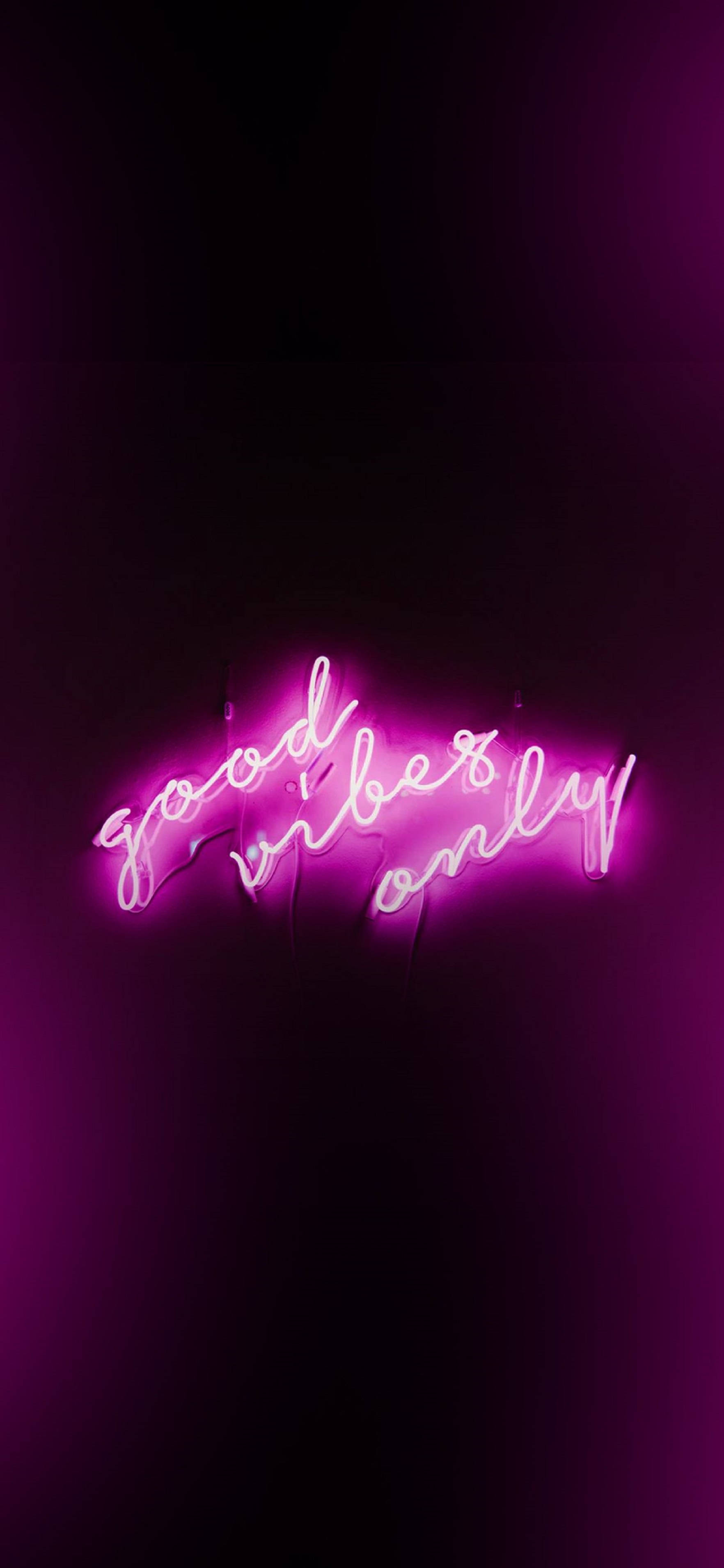 Fantastisk 4K Neon iPhone-baggrund - "Good Vibes Only" Wallpapers