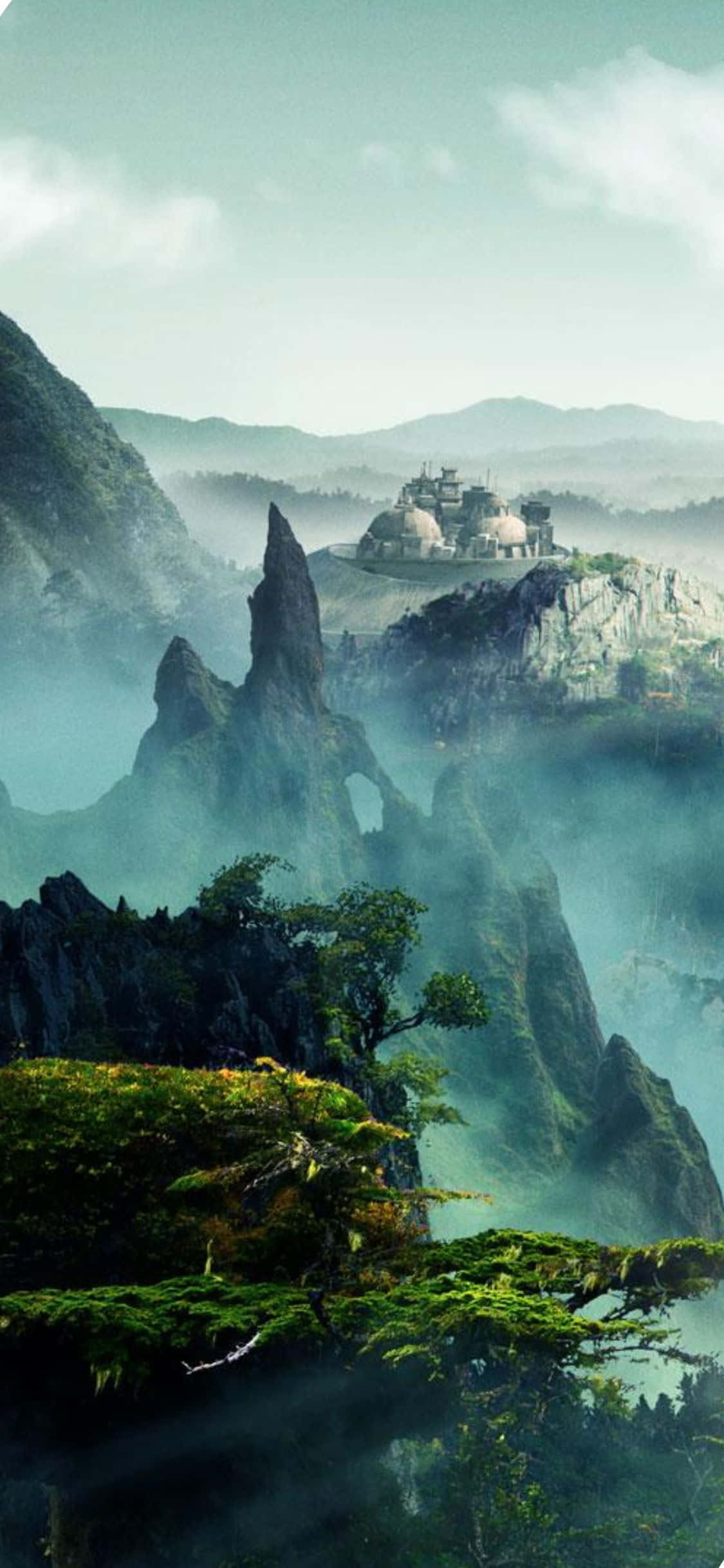 Fantastisk iPhone XS Civilization Beyond Earth Tågede Bjerge Baggrund Wallpapers