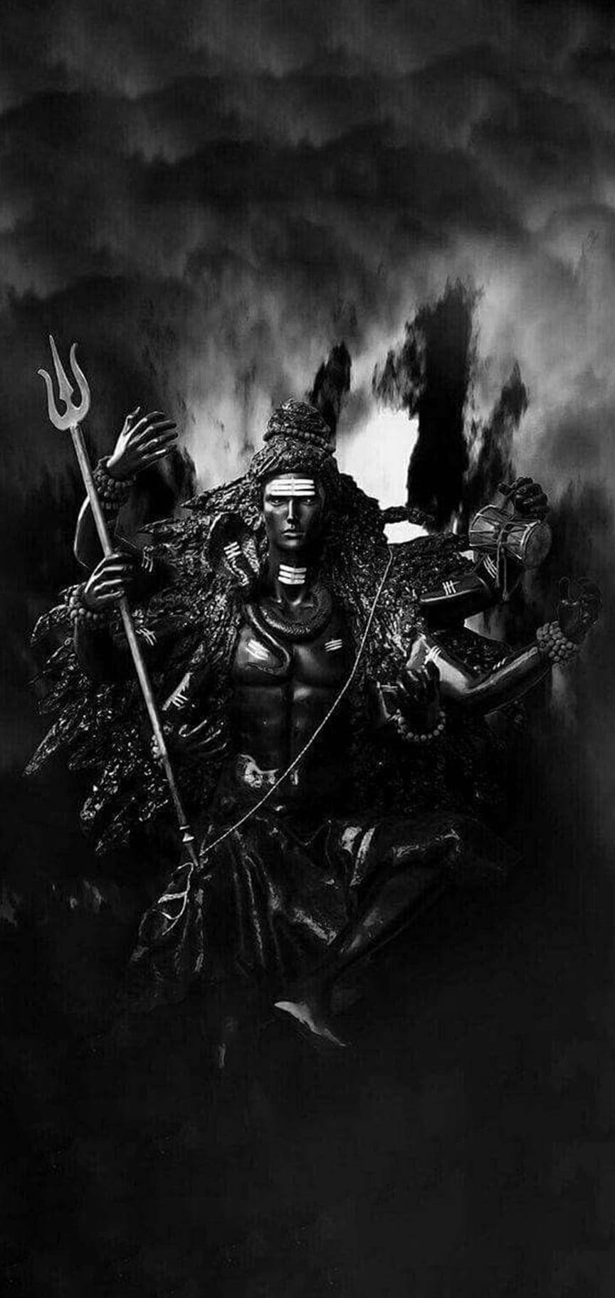 Fantastisk Mørk Shiva Monokrom Wallpapers