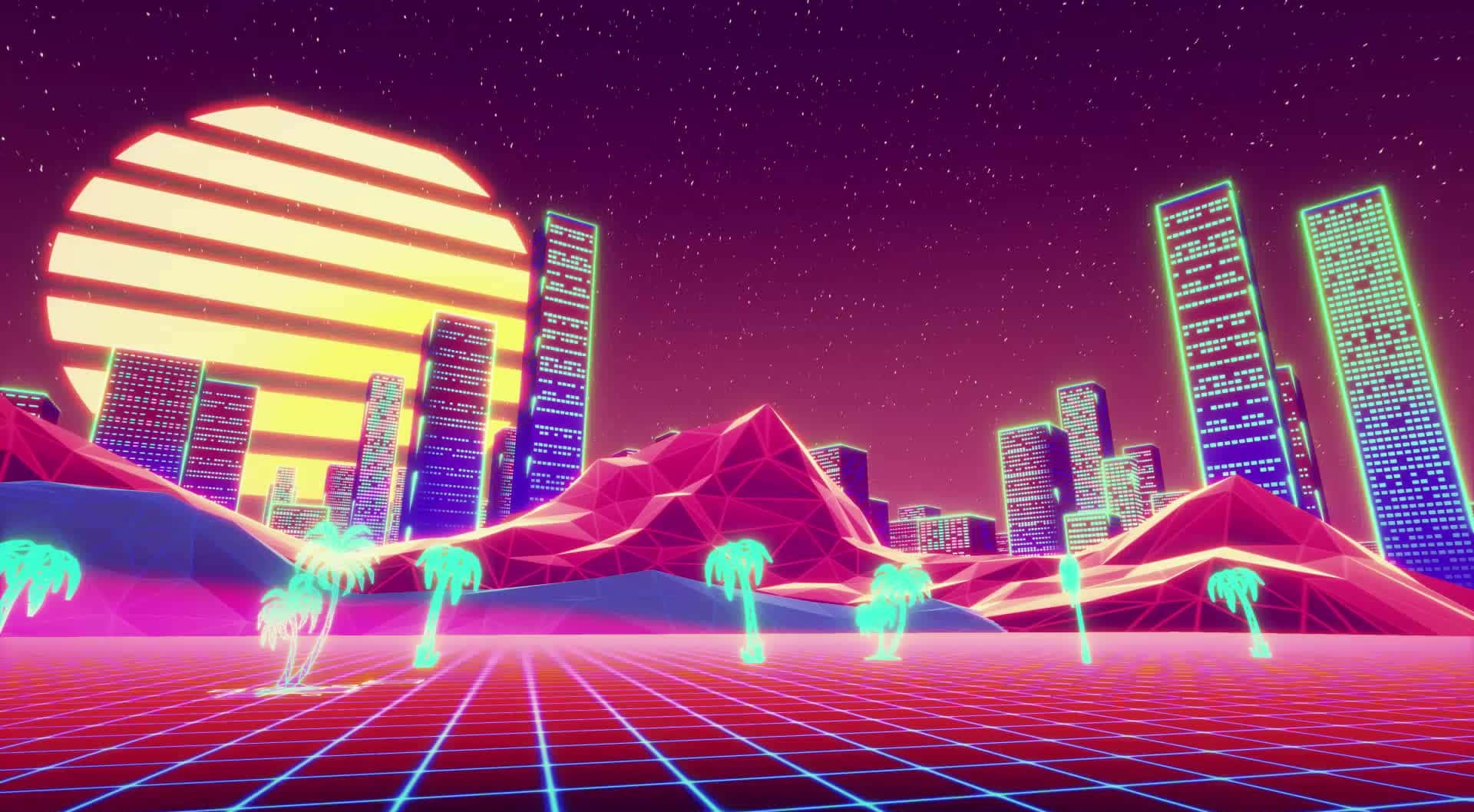 Fantastisk natudsigt over Neon City. Wallpapers