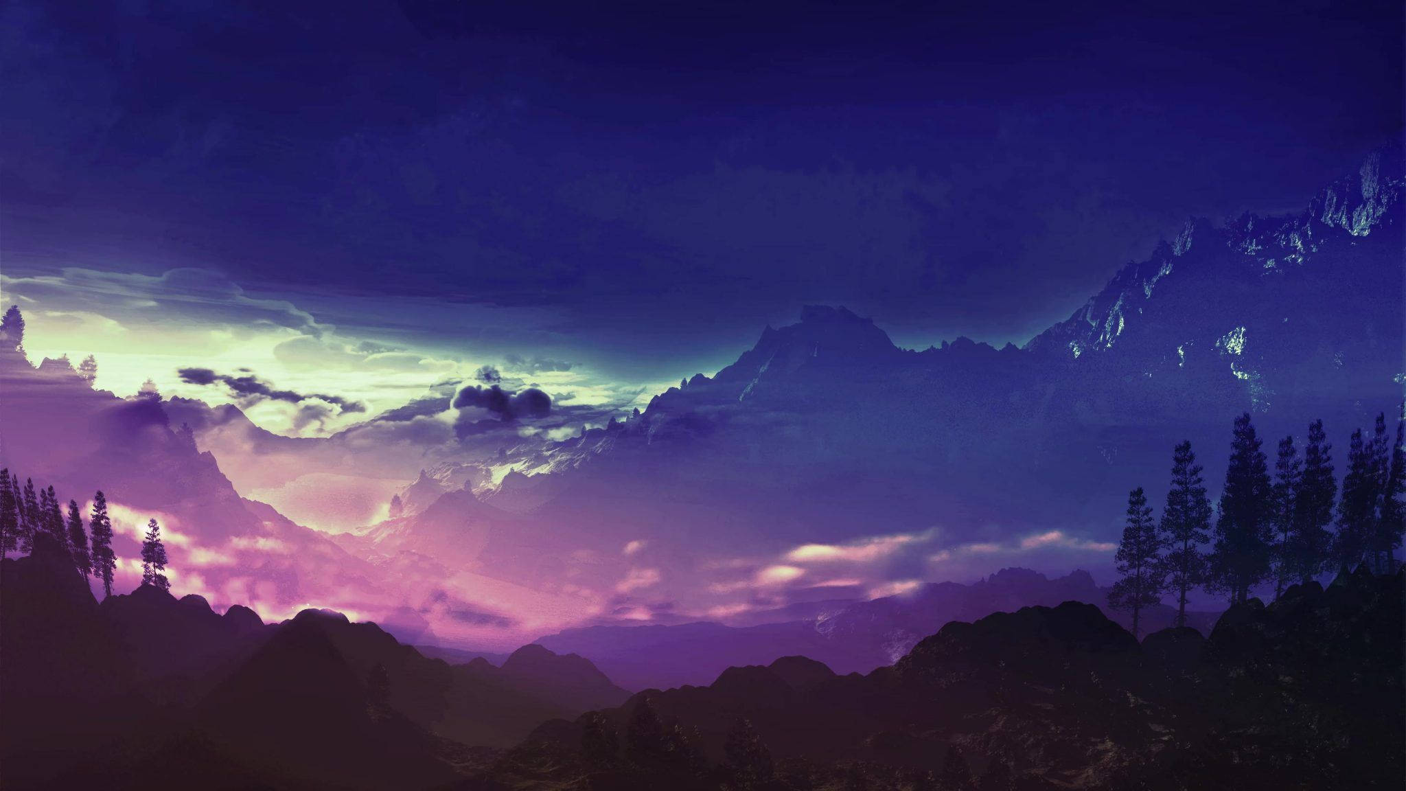 Fantastisk udsigt over majestætiske sneklædte bjerge under en betagende blå himmel Wallpapers