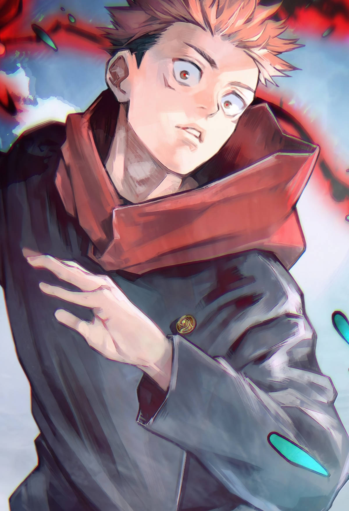 Fantastisk Yuji Itadori maleri Jujutsu Kaisen telefon Wallpapers