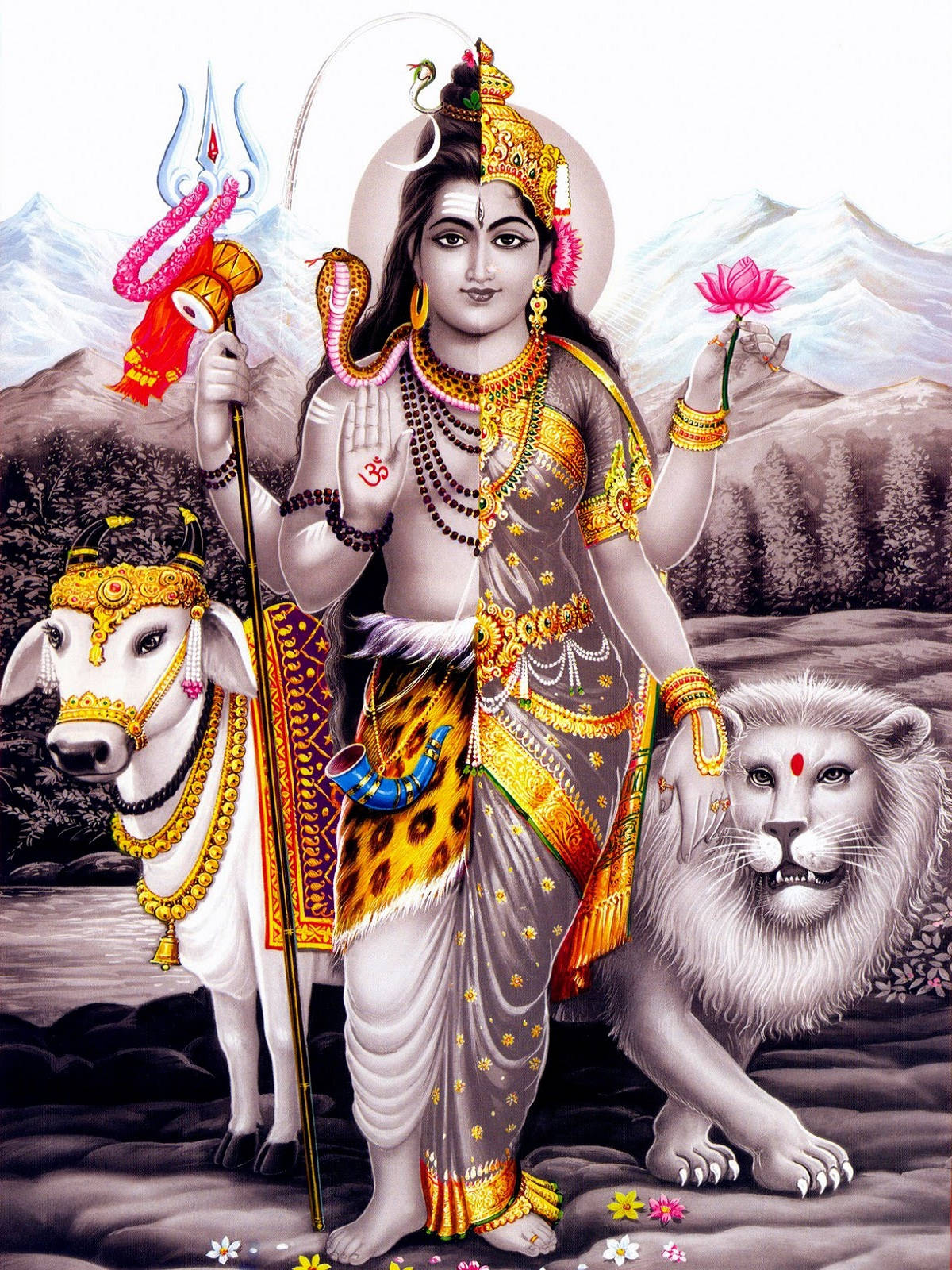 Farvepopkunst Shiva Parvati i Ardhnarishwar Wallpapers