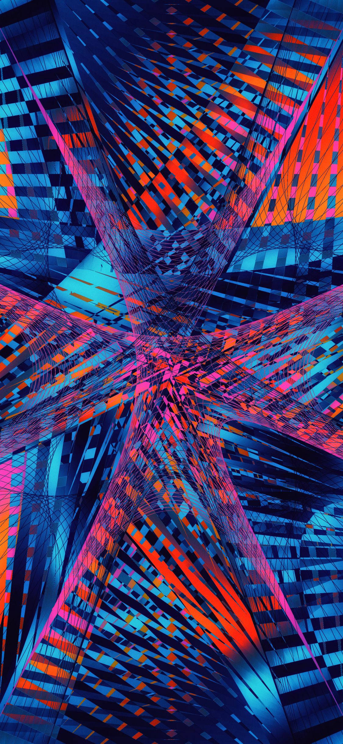 Farver smelter sammen i et iøjnefaldende glitch-inspireret fraktal Wallpapers