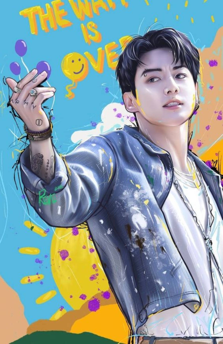 Farverig Anime Jungkook Telefon Wallpapers