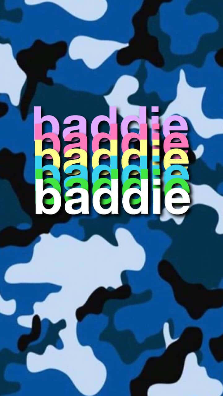 Farverig Baddie iPhone på Blå Army Fatigue Wallpapers