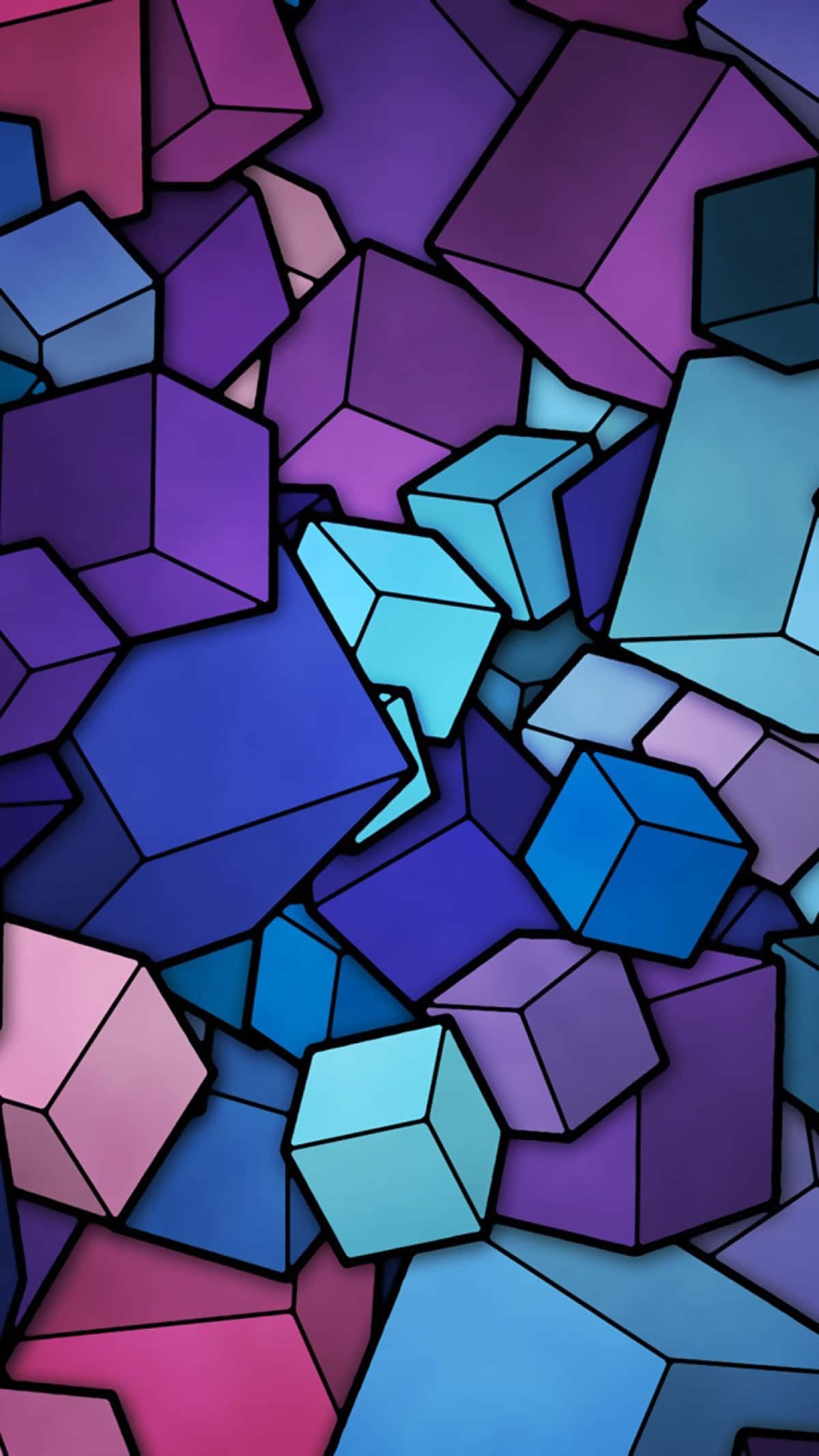 Farverig Doodle Cube 4K Telefon Wallpapers