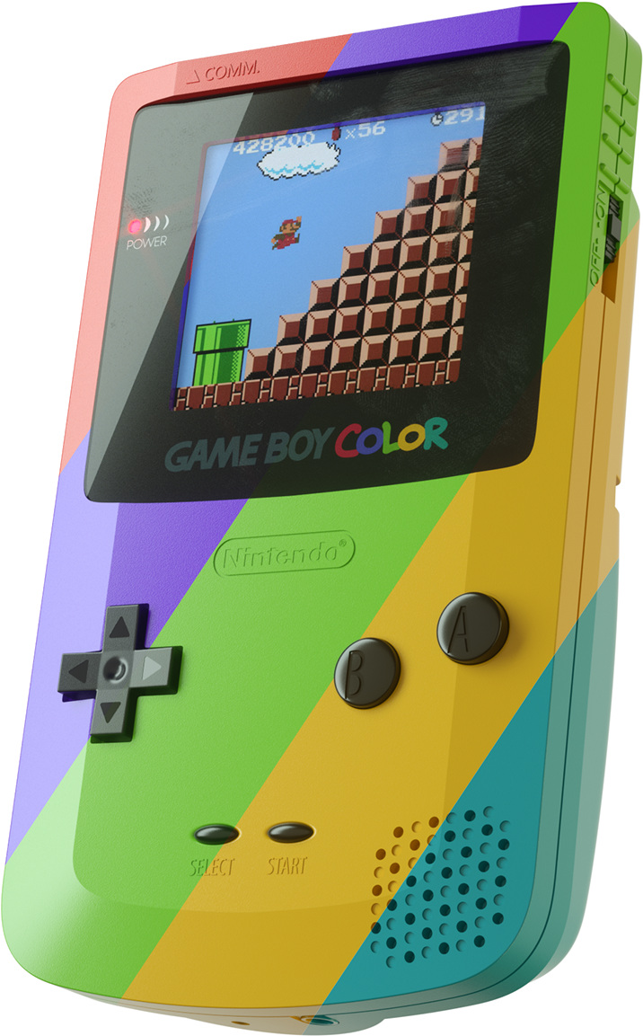 Farverig Game Boy Color med Mario-spil Wallpapers