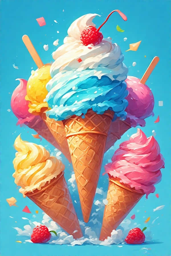 Farverig isglæde Legesommer 4K Wallpapers