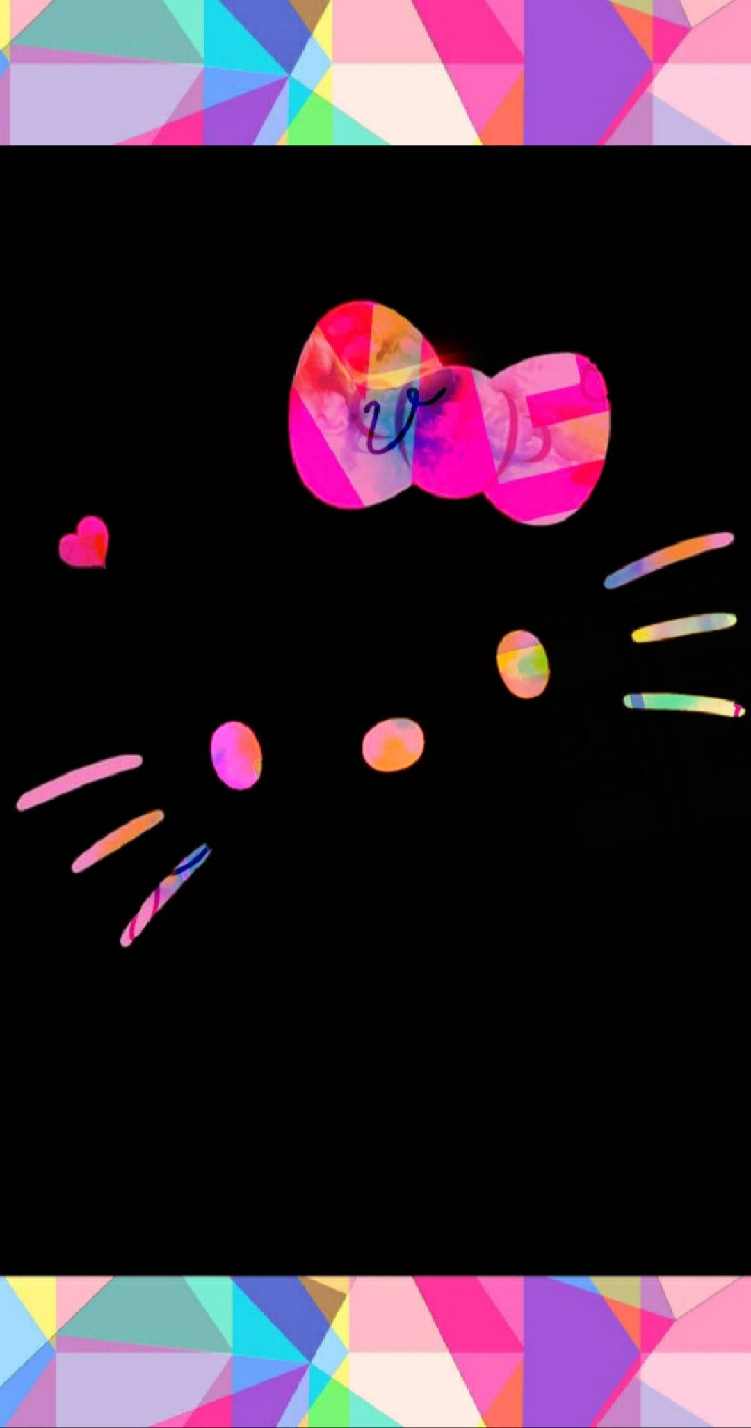 Farverig kontur på sort Hello Kitty Wallpapers