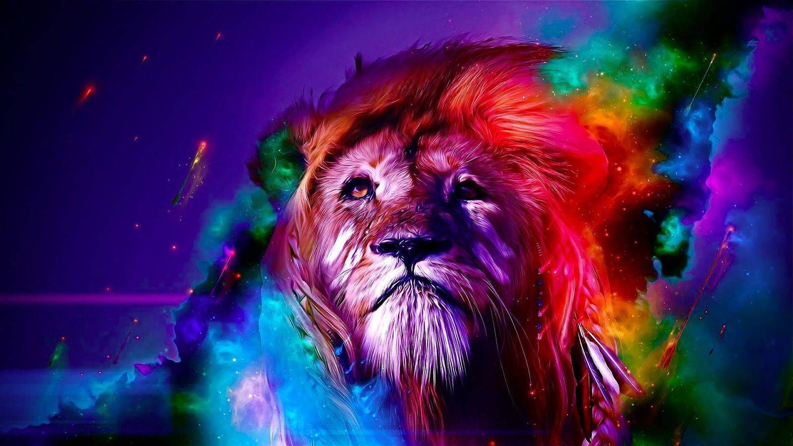 Farverig kunstløve galakse Wallpapers