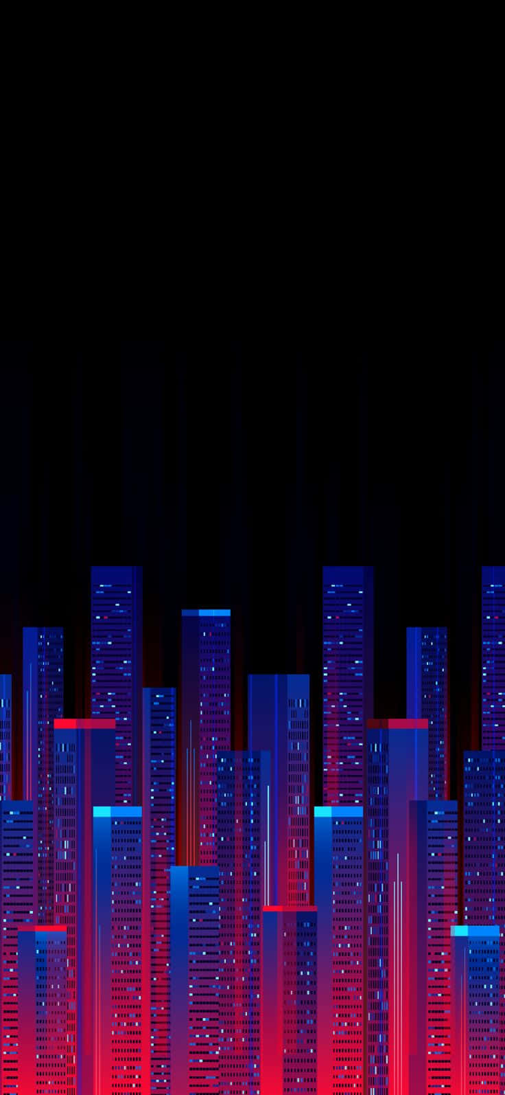 Farverige bygninger med lys Pixel 3 OLED baggrund Wallpapers