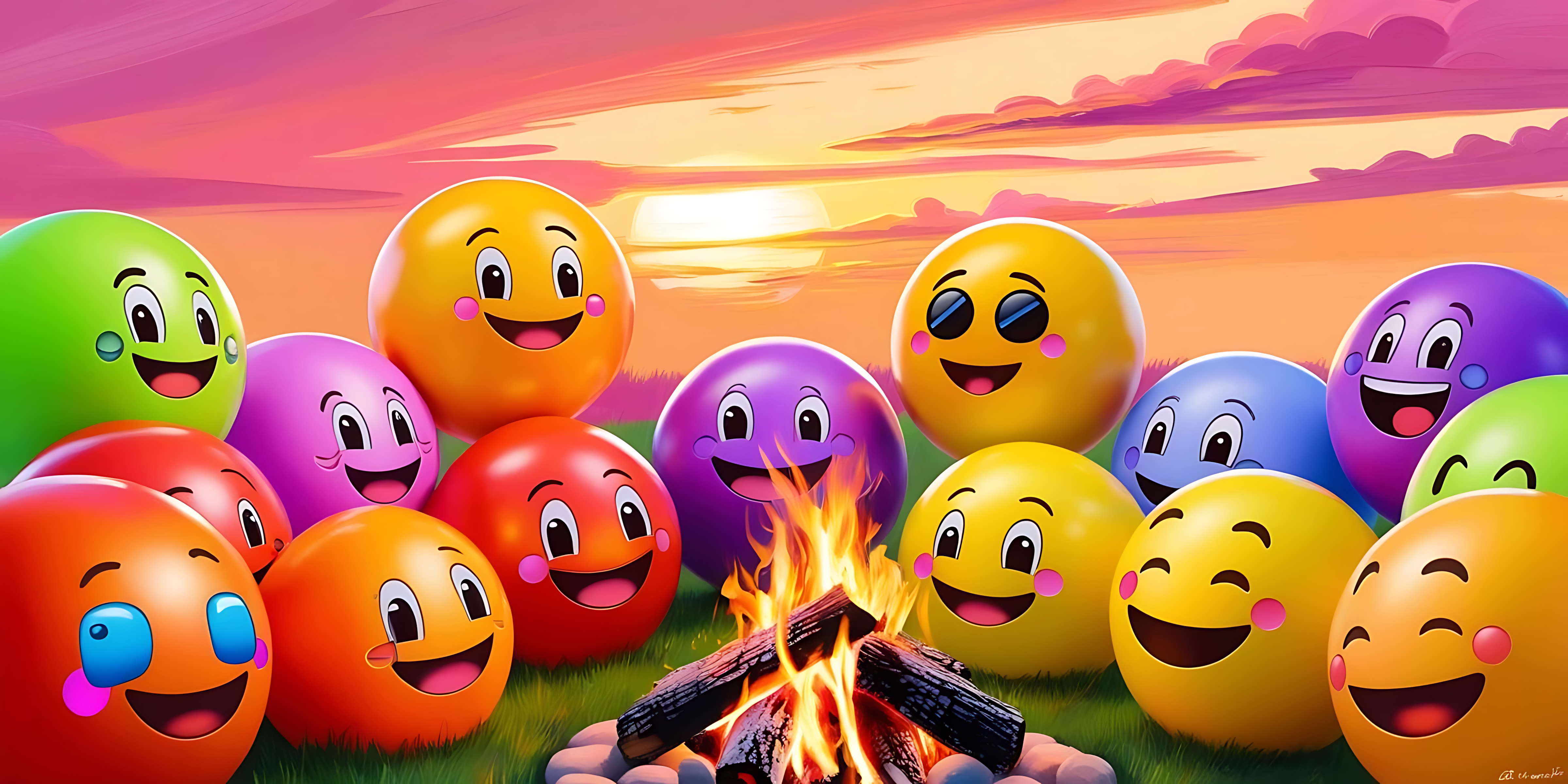 Farverige emoji-kugler Wallpapers
