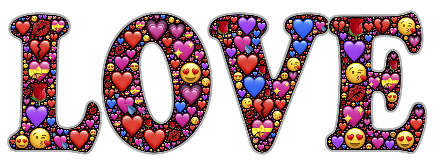 Farverige emojis kærlighedstekst Wallpapers