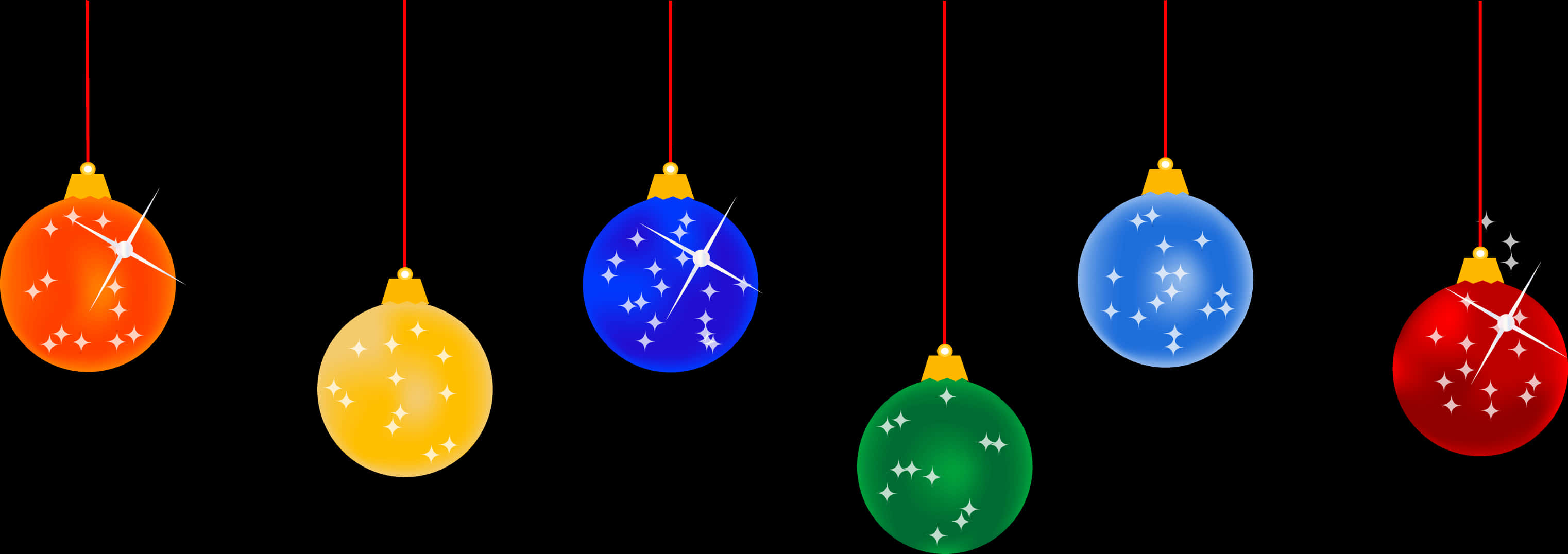 Farverige julekugler på sort baggrund Wallpapers