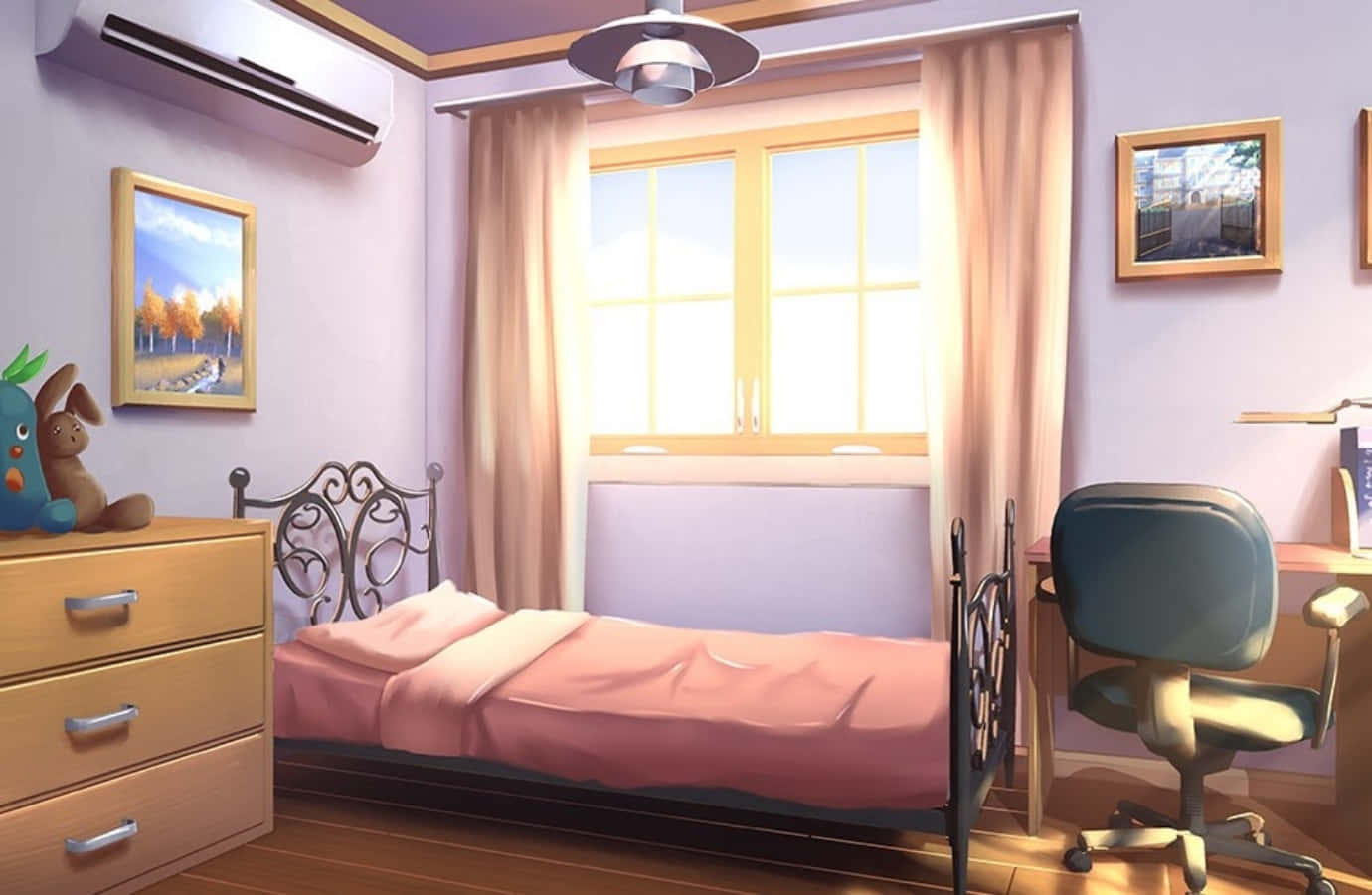 Farverigt, behageligt og afslappende - Et anime-værelse Wallpapers