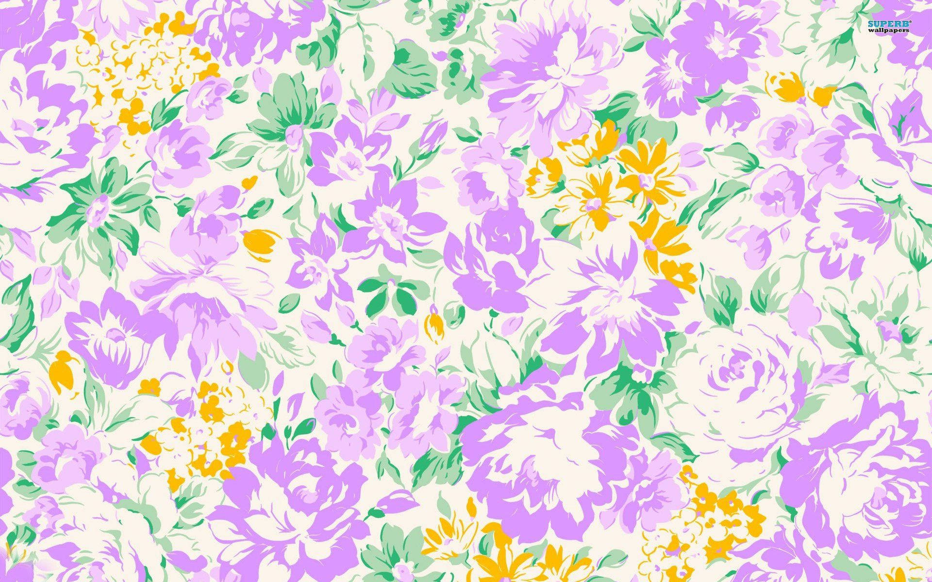 Farverigt maleri af blomster til skrivebord Wallpapers
