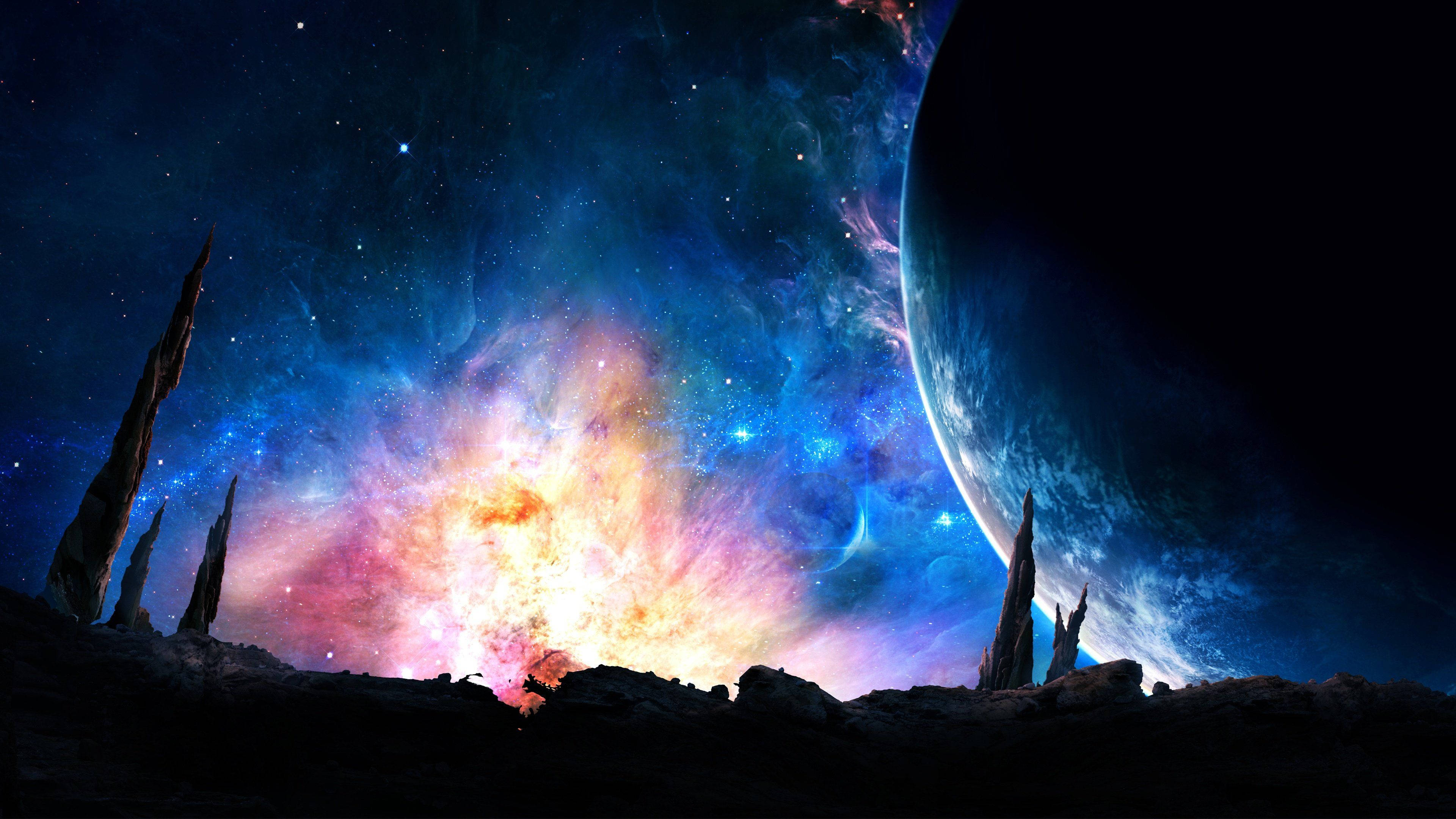 Farverigt udbrud i galaksen live Wallpapers