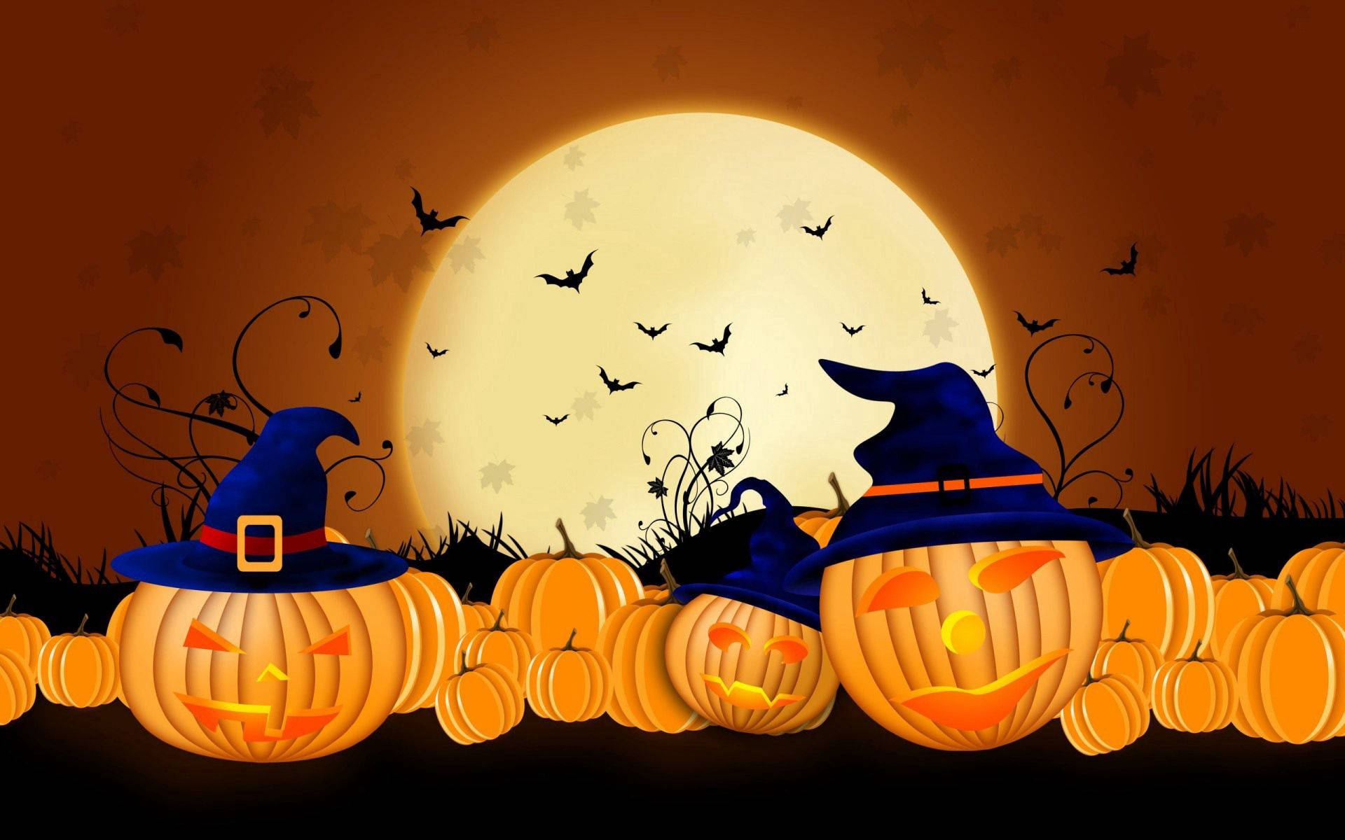 Fejr magien ved Halloween med farverige græskar! Wallpapers