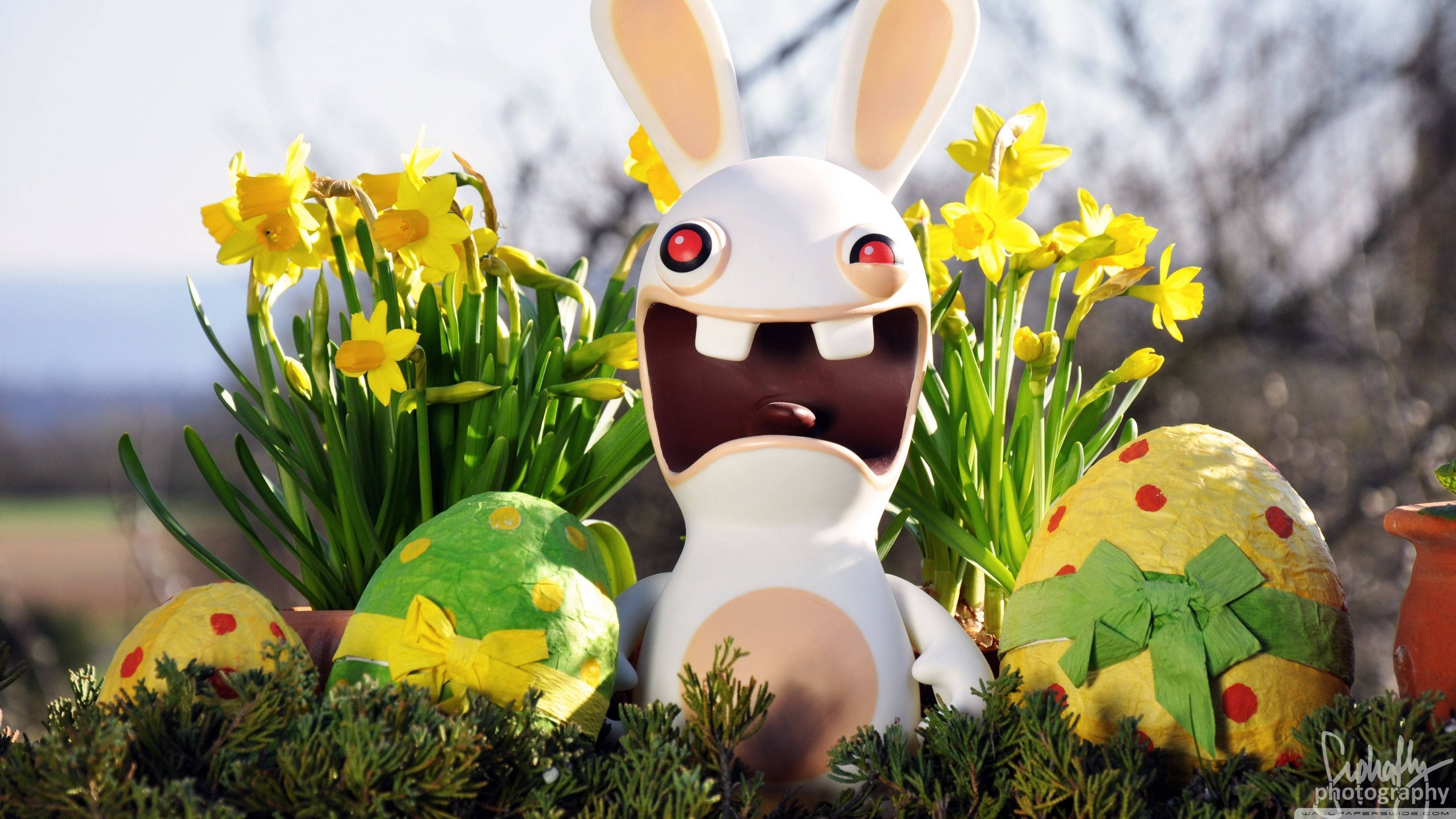 Fejr påske med disse farverige Rayman Rabbid-æg Wallpapers
