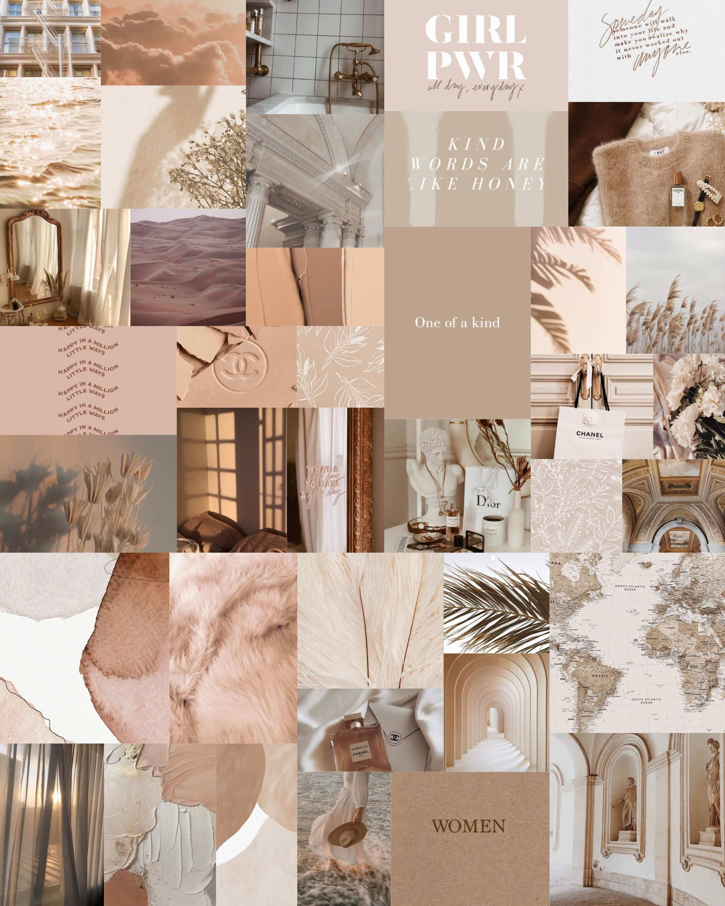 Feminin beige æstetisk collage Wallpapers