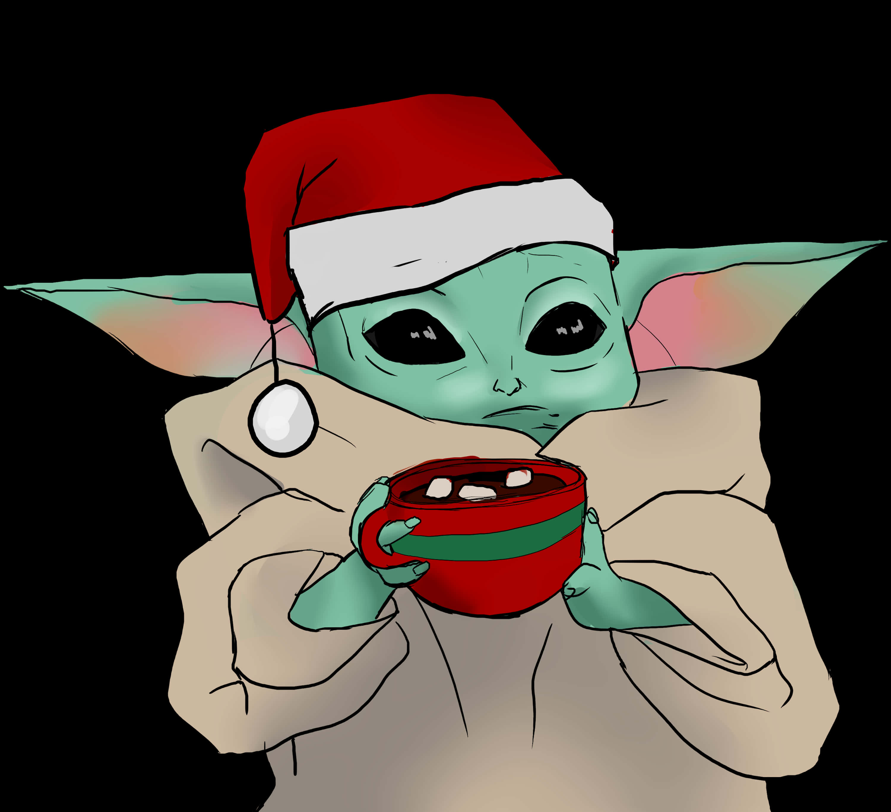 Ferierende Baby Yoda med Kop Wallpapers