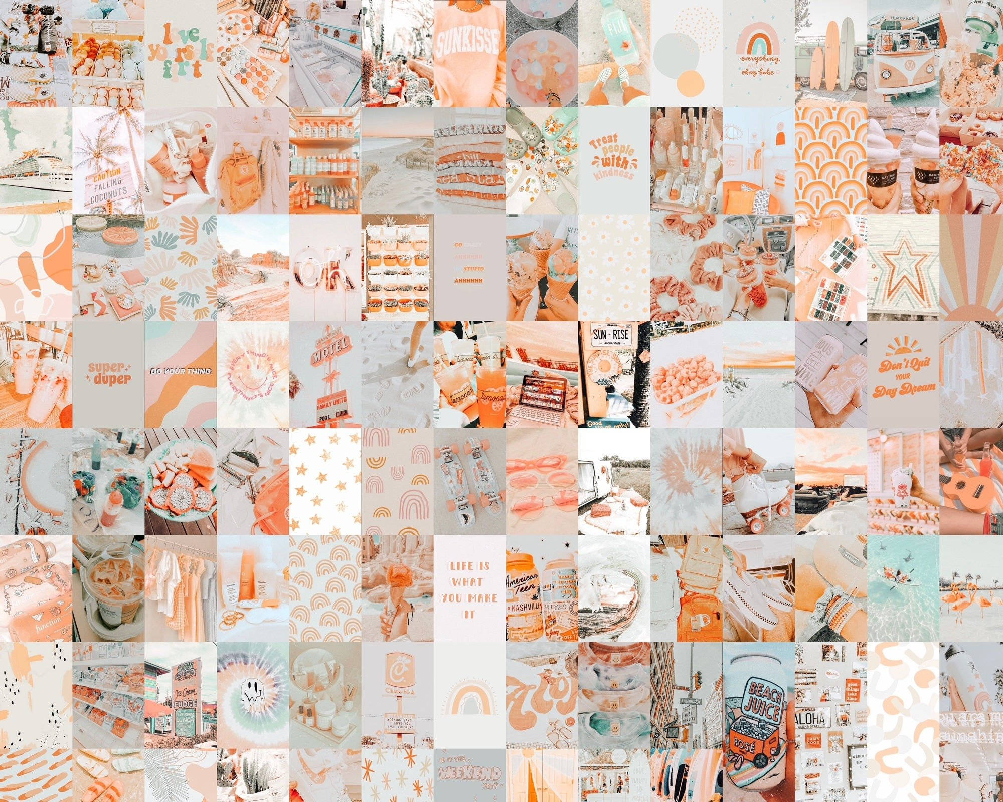 Fersken æstetisk collage med mønstre Wallpapers