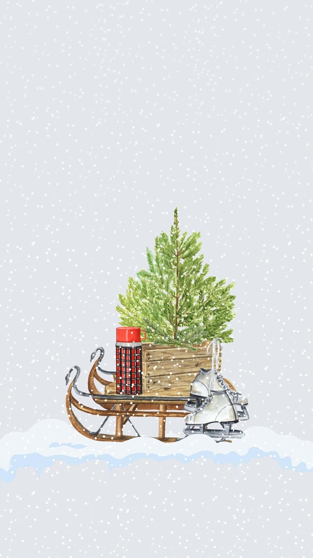 Festlig julebaggrund med stjerner, slikstokker og kristtorn Wallpapers