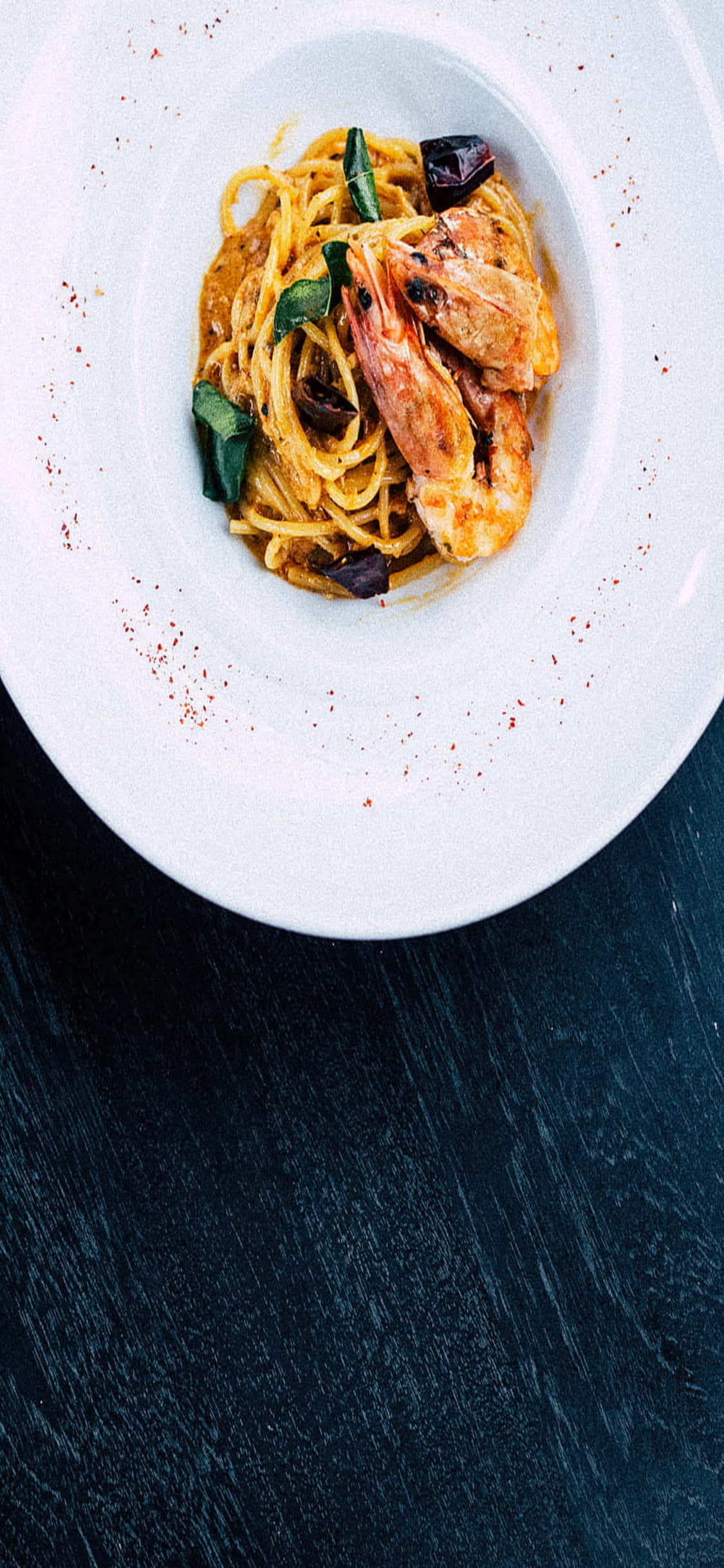 Fisk og skaldyrspasta Med Rejer iPhone X Pasta Baggrund Wallpapers
