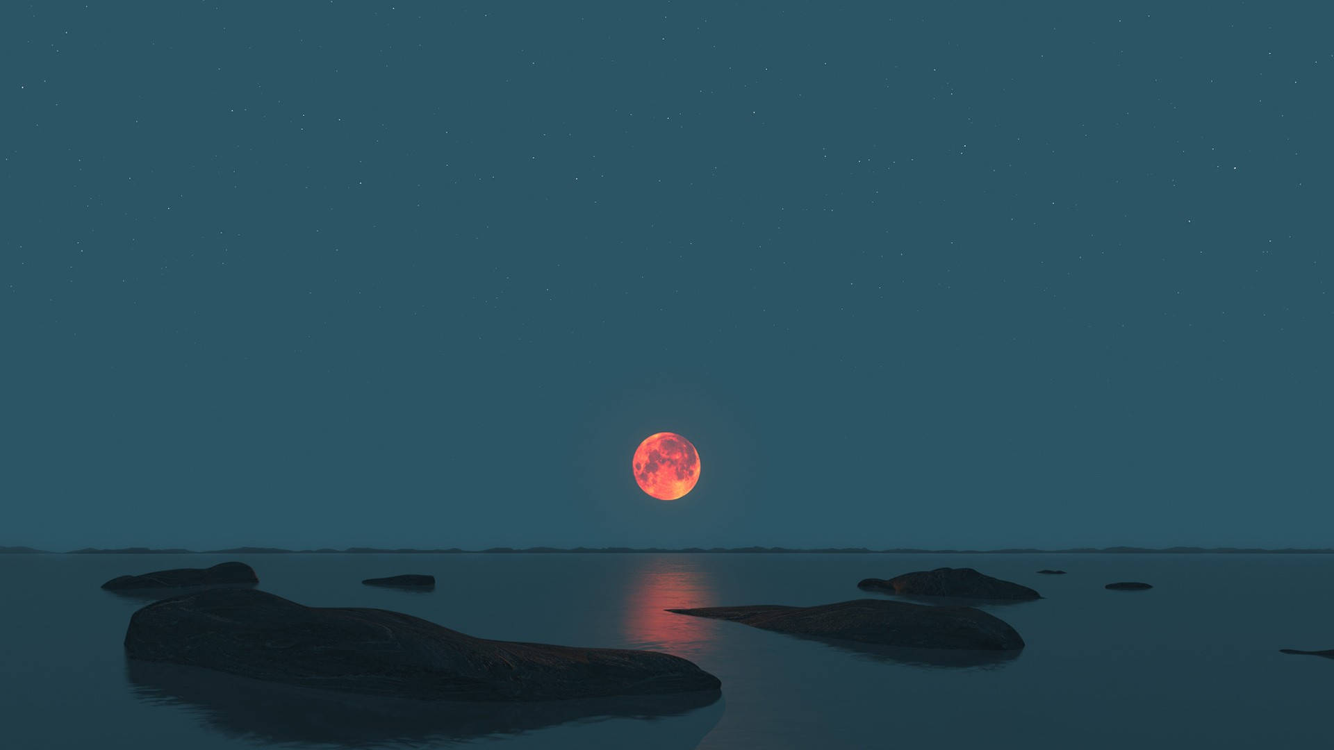 Fjern måne på nattehimlen Wallpapers