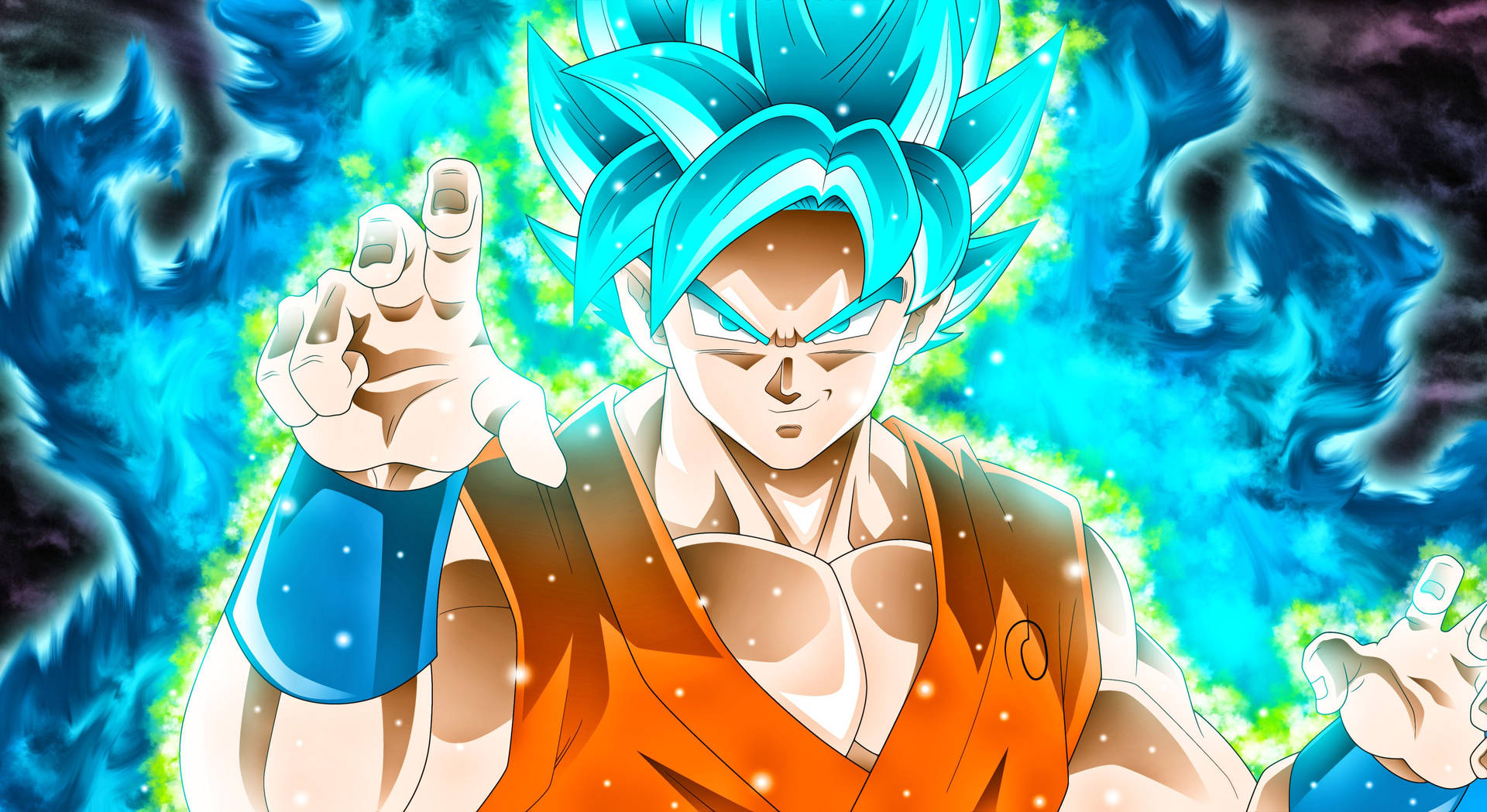 Wallpaper af Goku, der flammer og er klar til kamp. — Goku Wallpapers