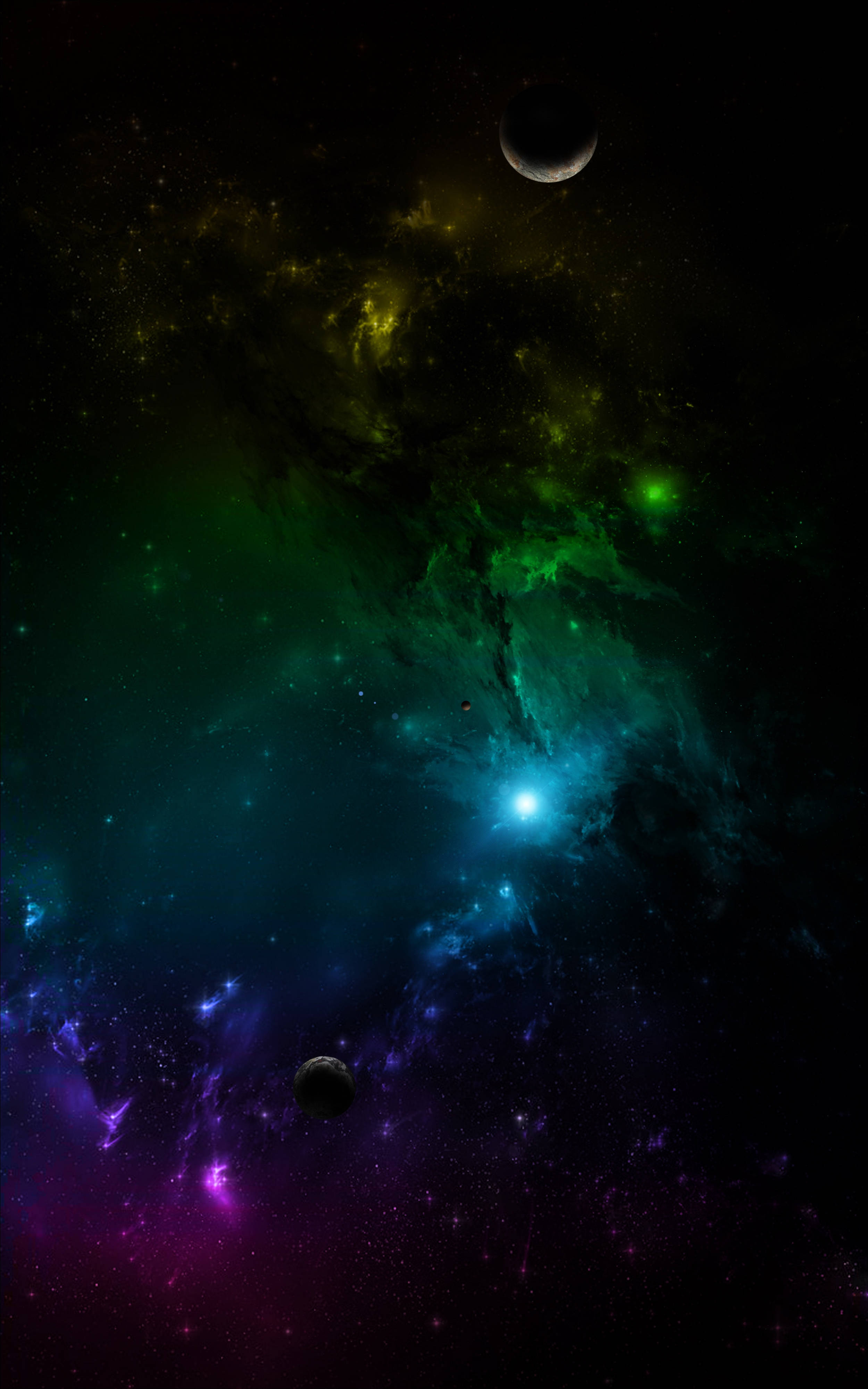 Flerfarvet univers mobiltelefonkunst Wallpapers
