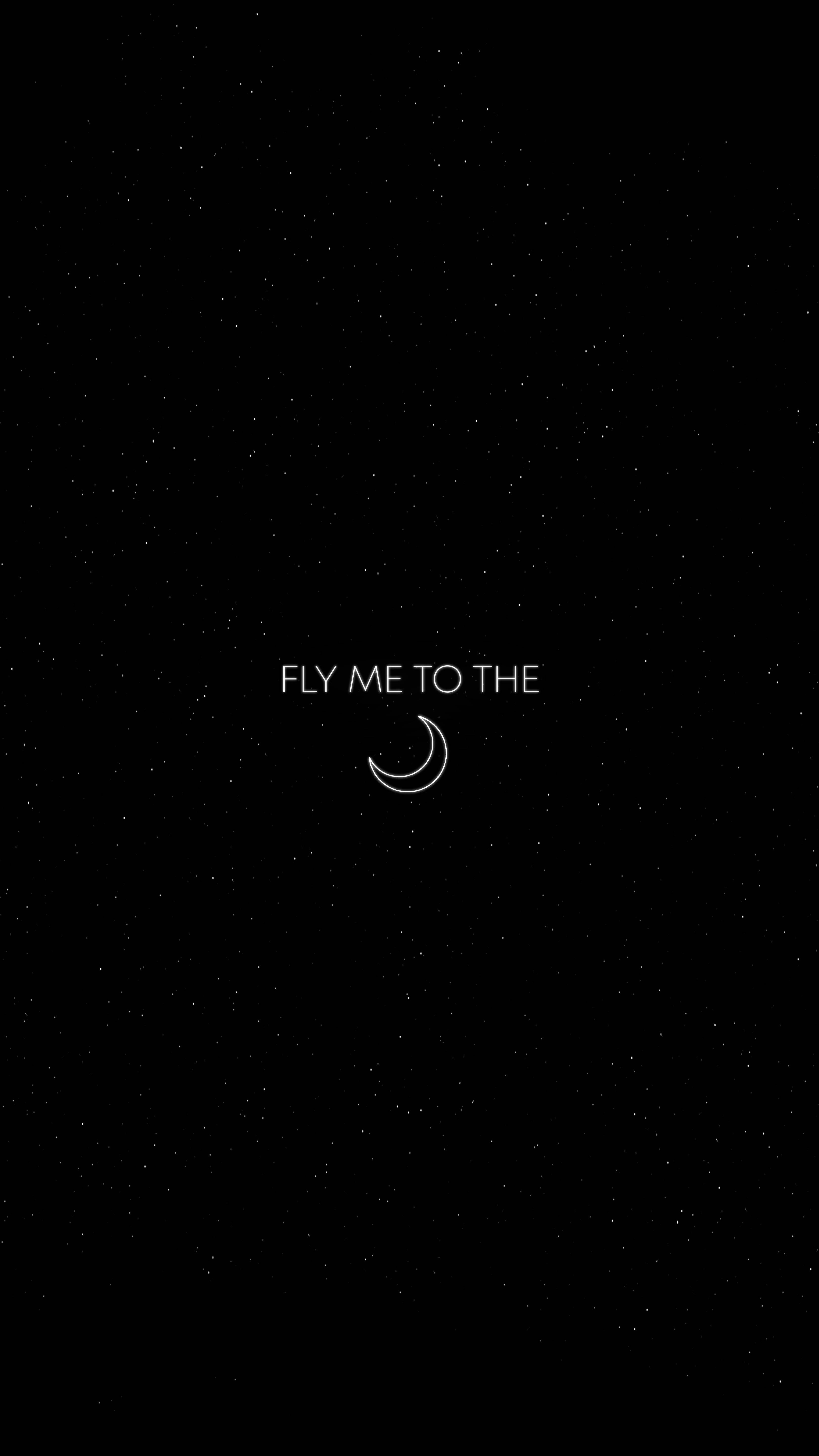 Fly To Moon Minimalistisk Sort Telefon Wallpapers