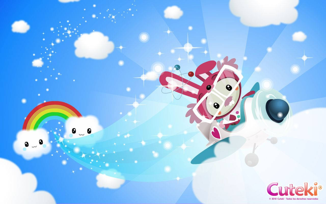 Sødt kawaii dyr pilot foto cover tapet. — Kawaii Wallpapers