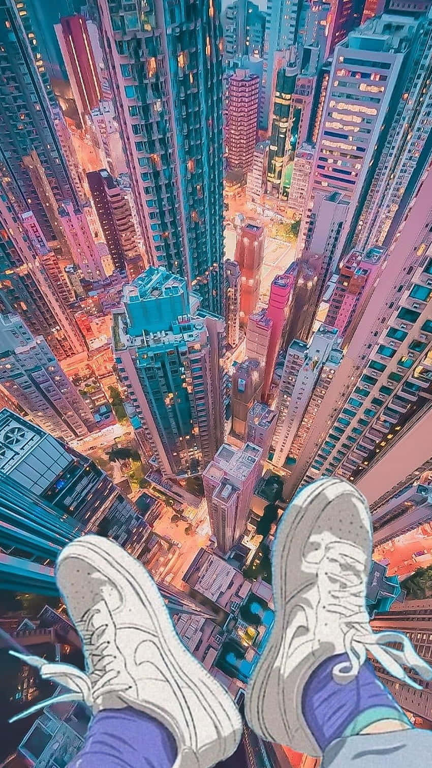 Fængslende anime-bybillede om natten Wallpapers