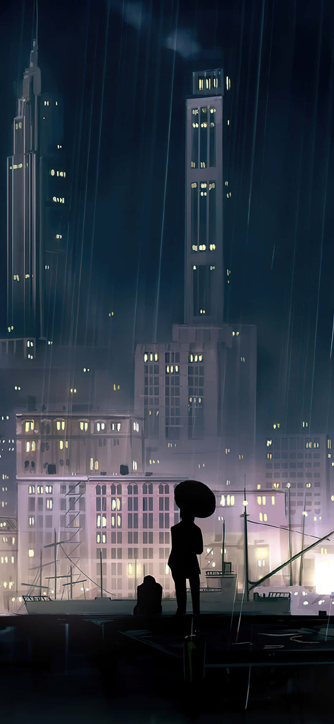 Fængslende anime-inspireret bybillede ved skumring Wallpapers