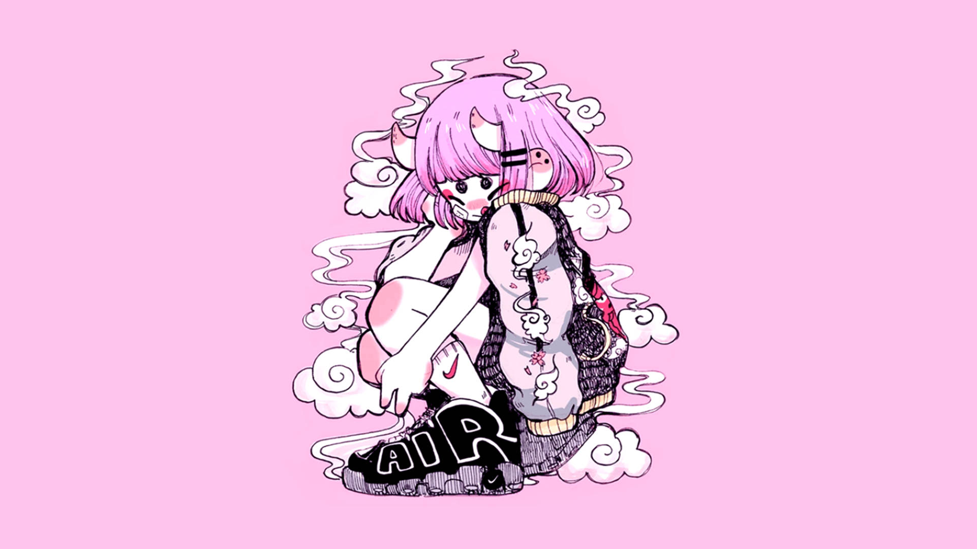 Fængslende dragepige i pink anime-æstetik Wallpapers