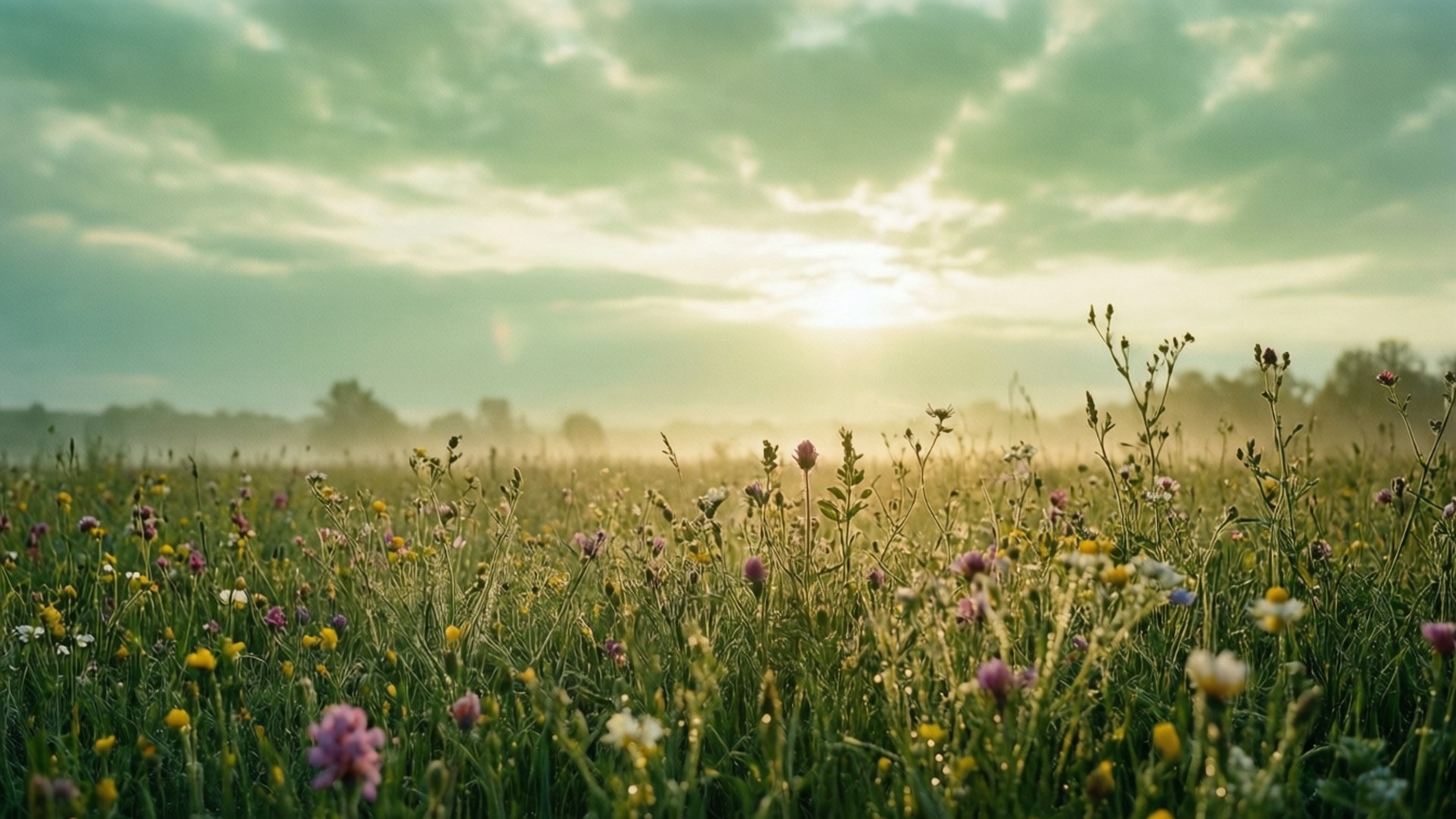 Forårseng Grøn Himmel Wallpapers