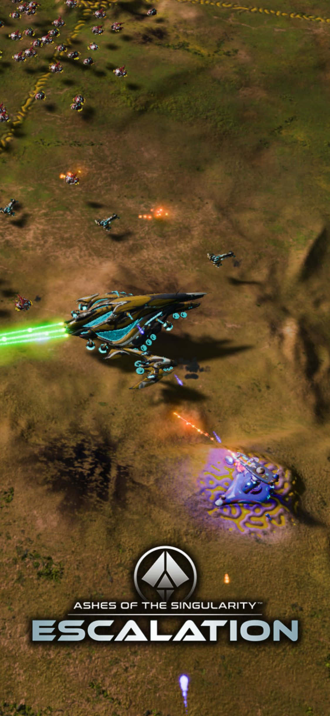 Fordyb dig i det intense sci-fi strategispil Ashes Of The Singularity Escalation på iPhone X Wallpapers