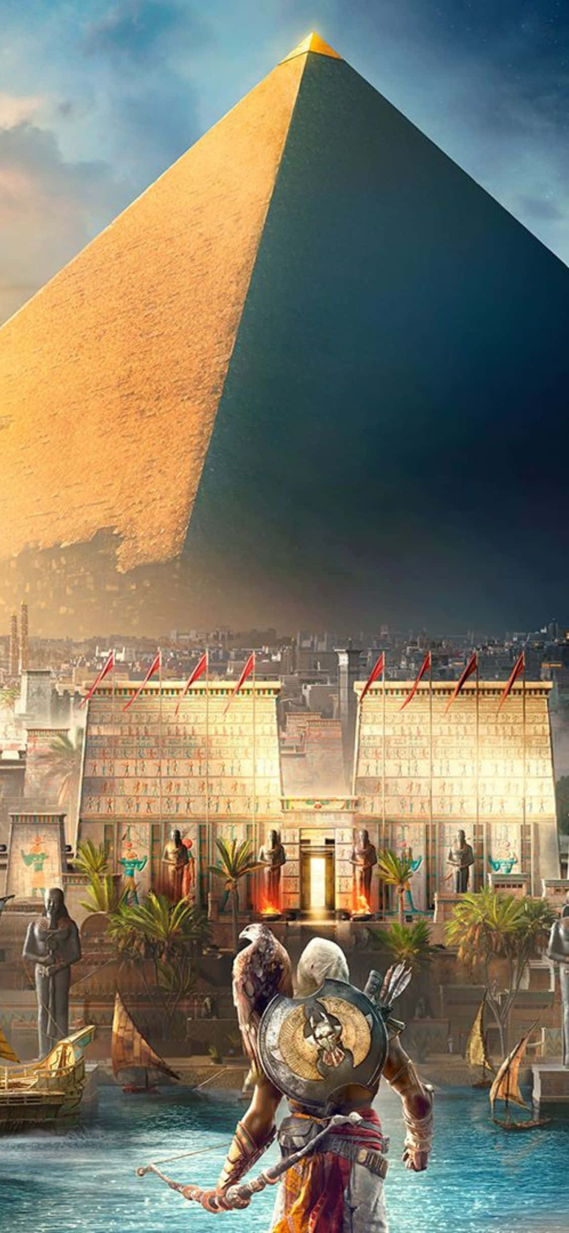 Fordyb dig i en mystisk verden af Assassin's Creed Origins - eksklusivt til iPhone X. Wallpapers
