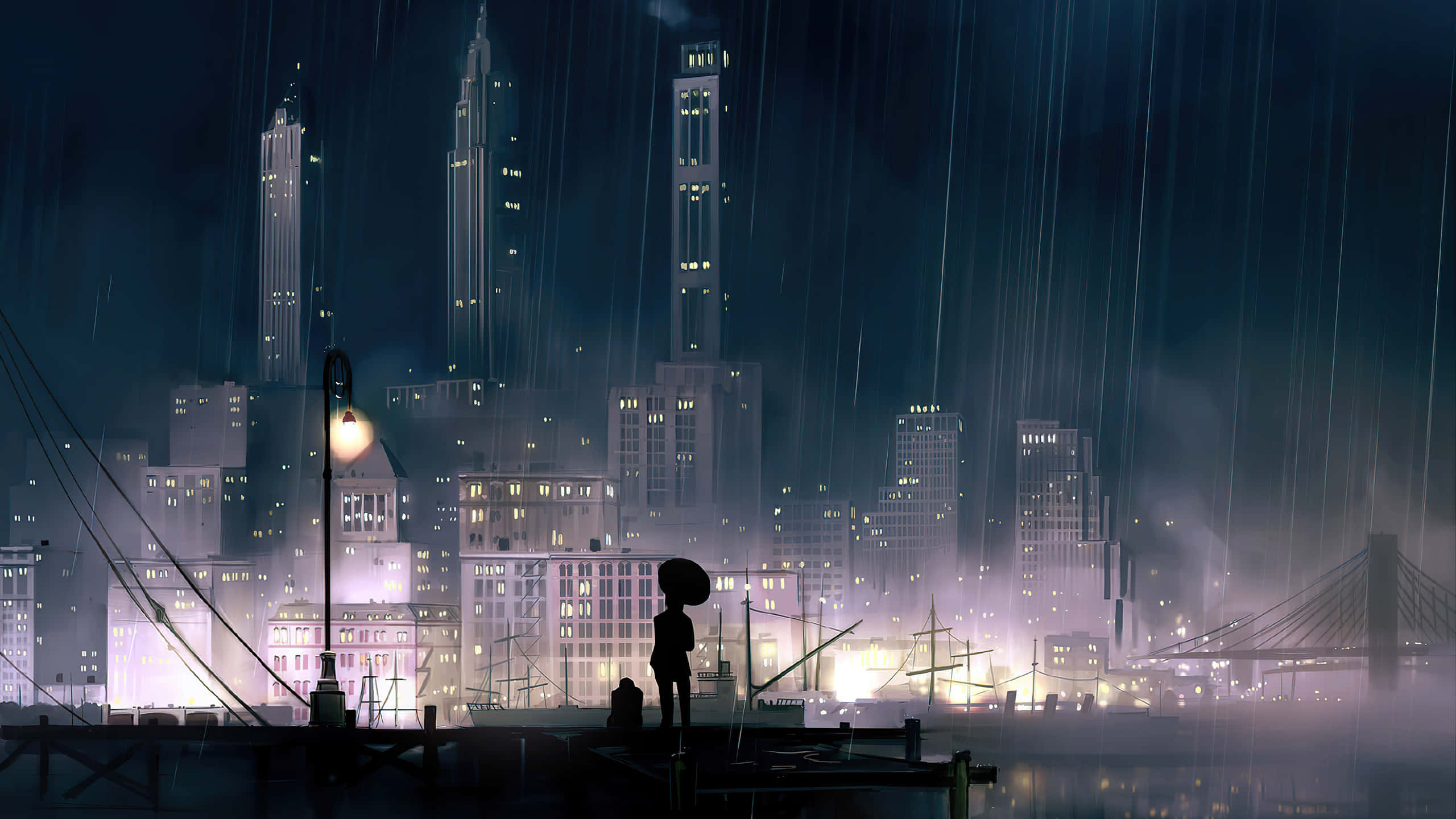 Fordyb dig i skønheden i Anime City! Wallpapers