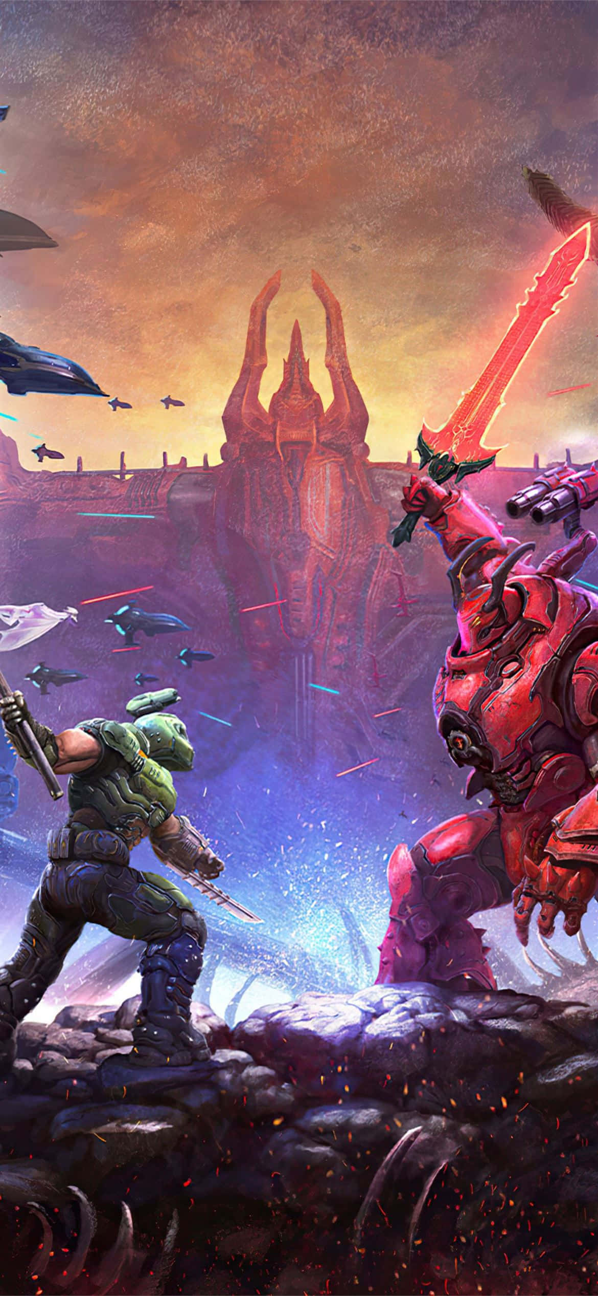 Fordyb dig i verdenen af det episke Doom Eternal spil på din iPhone. Wallpapers