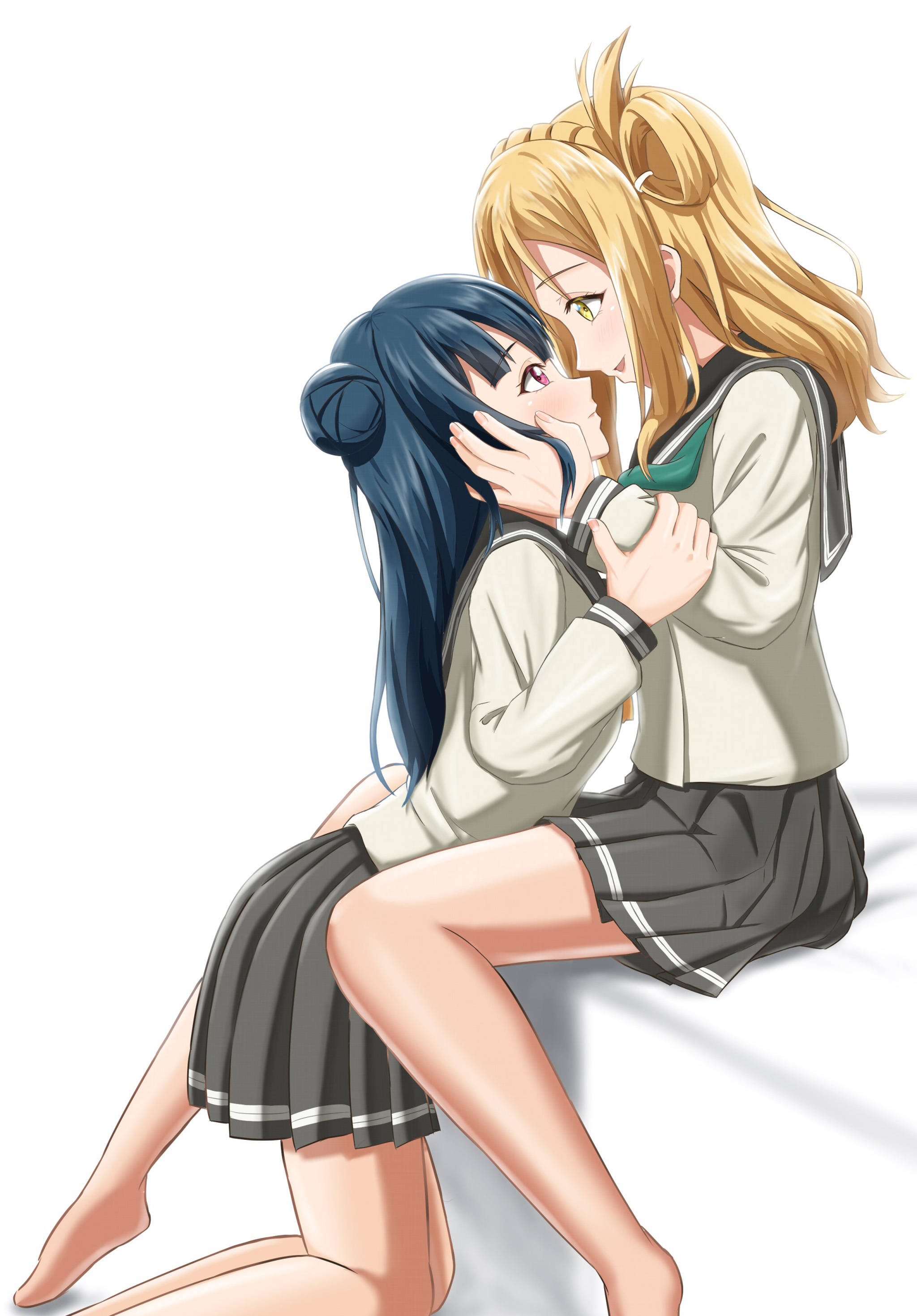 Forelsket anime-lesbisk par Wallpapers