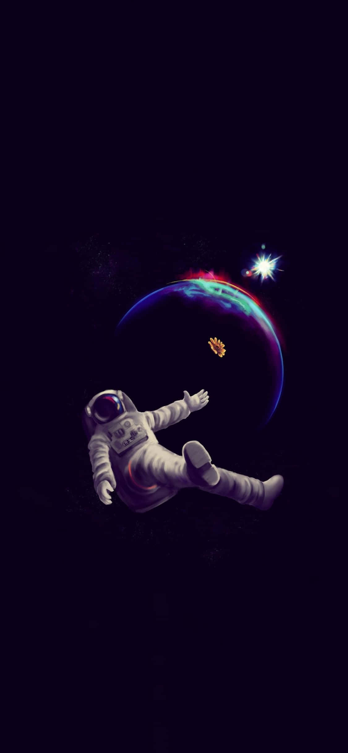 Forestiller sammenstødet mellem to verdener – denne astronaut iPhone-baggrund bringer rummets uendelige muligheder til din lomme. Wallpapers