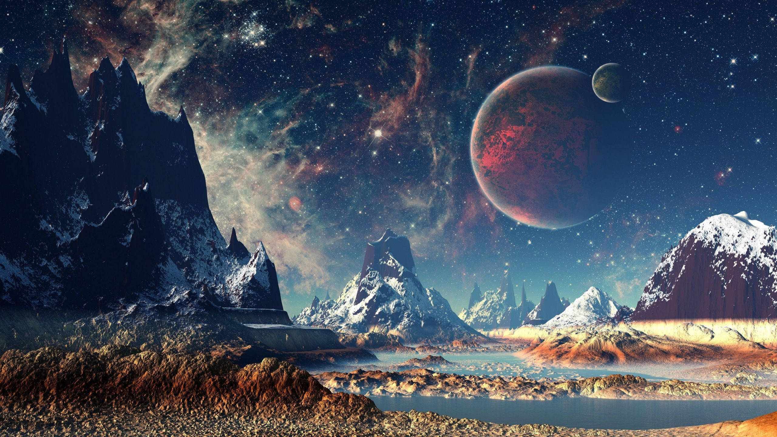 Forskellig planet i rummet 2560x1440 Wallpapers