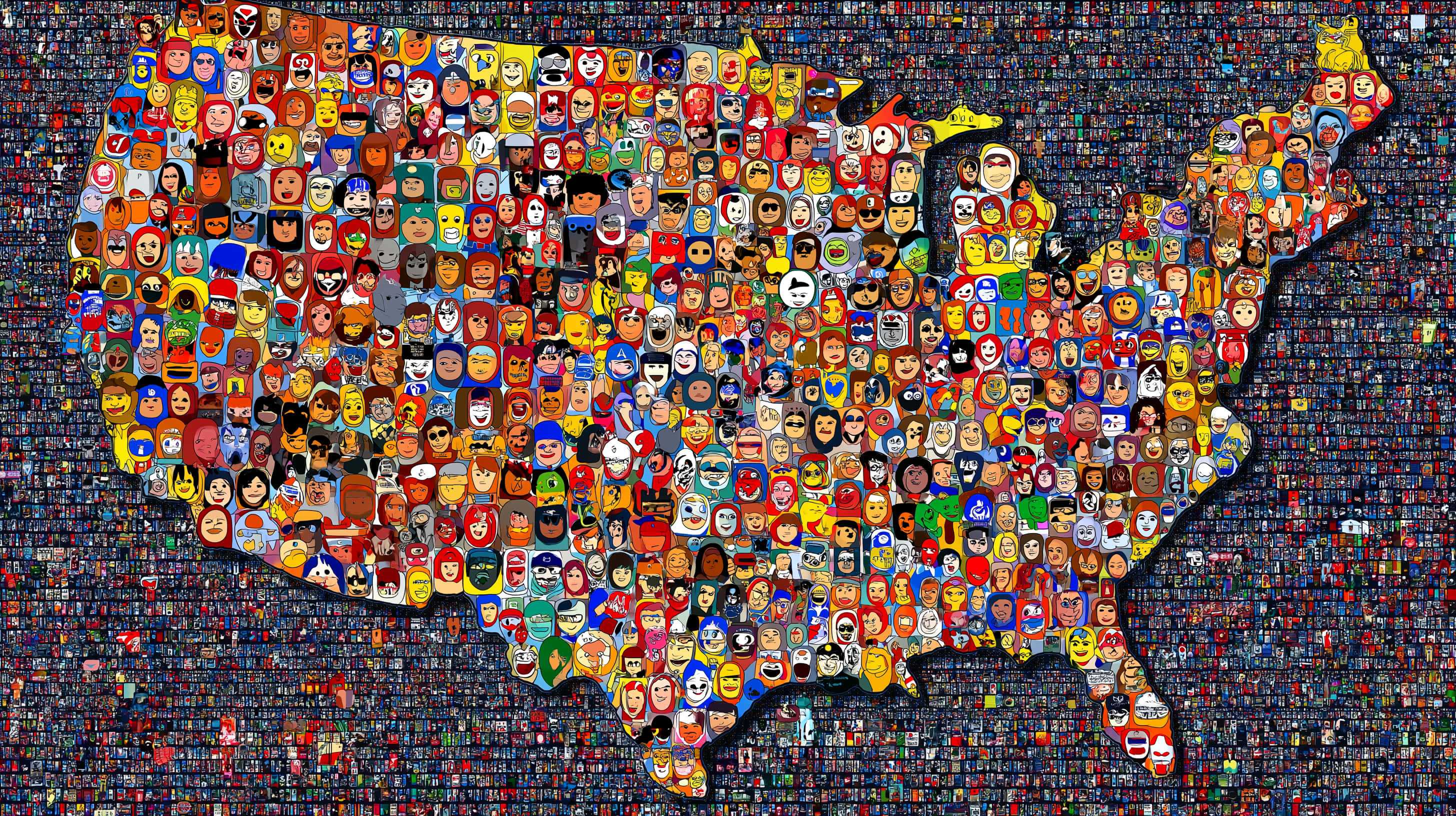 Forskellige ansigter danner et nationalt menneskeligt mosaik Wallpapers