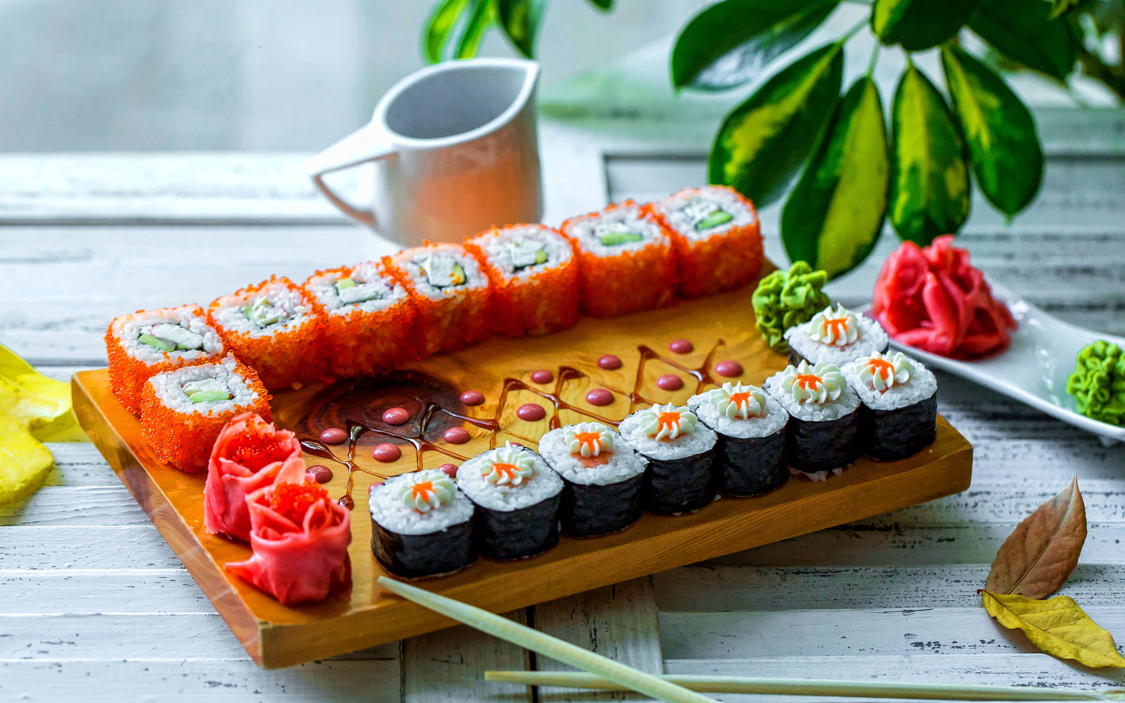 Forskellige typer sushi til sommeræstetisk billede Wallpapers